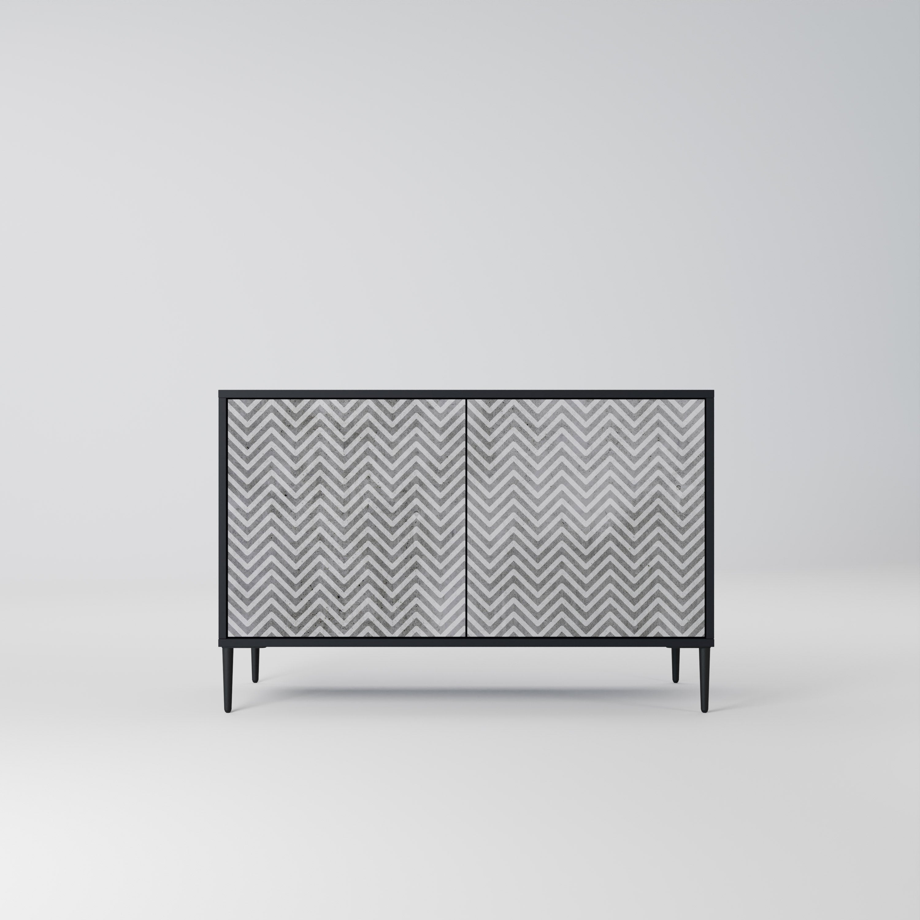 CONCRETE ZIG ZAG Sideboard mit 2 Türen in Schwarz
