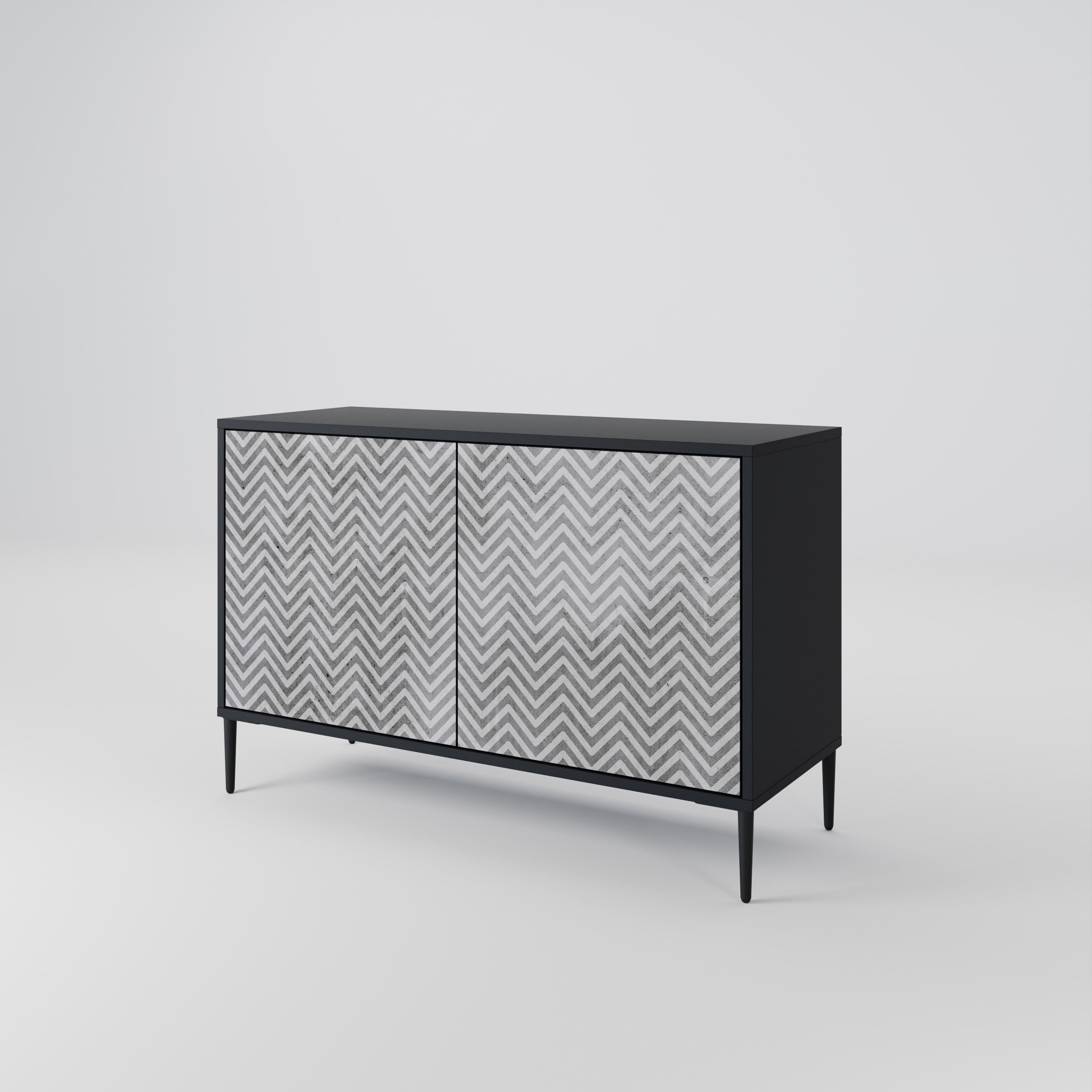 CONCRETE ZIG ZAG Sideboard mit 2 Türen in Schwarz