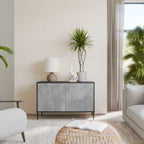 CONCRETE ZIG ZAG Sideboard mit 2 Türen in Schwarz