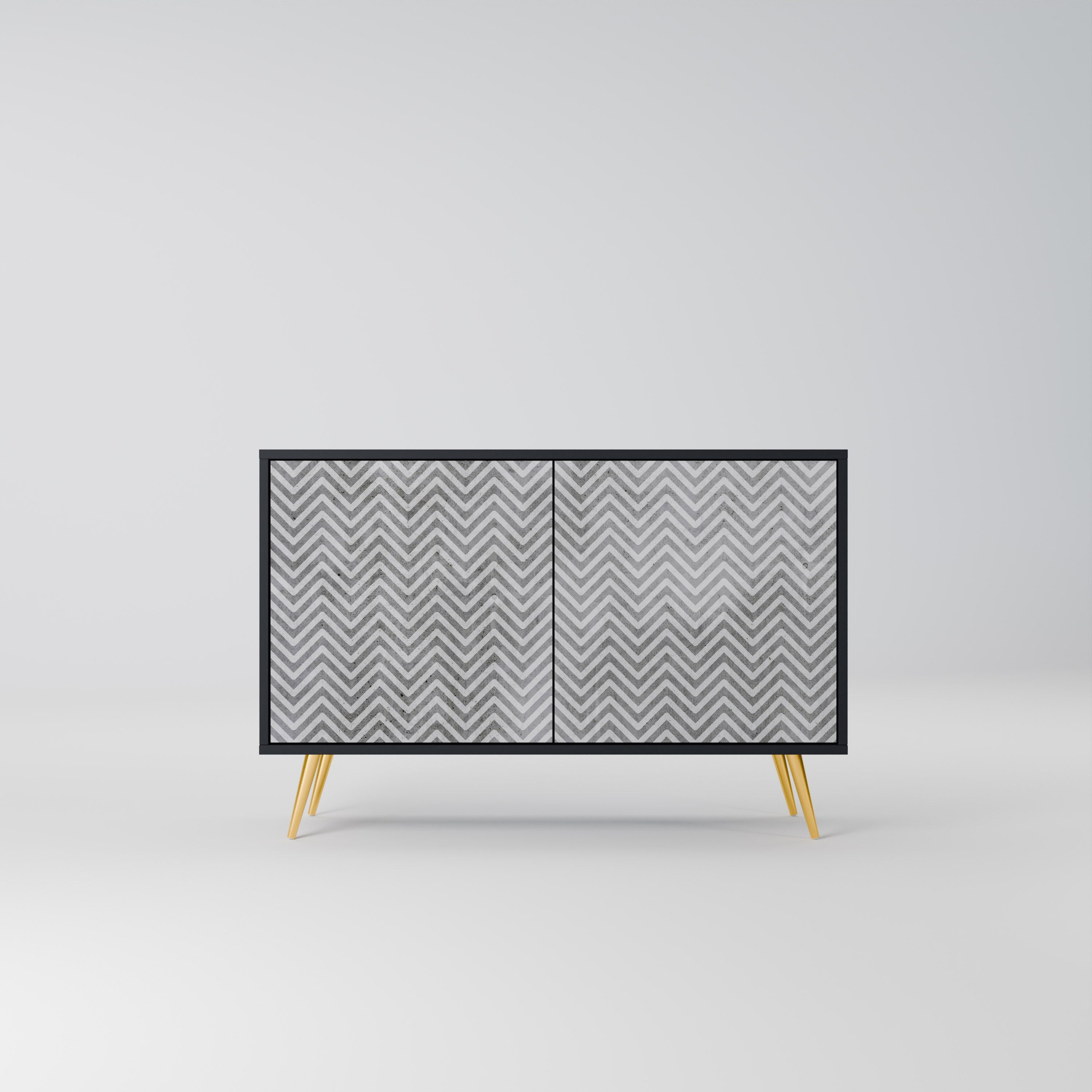 CONCRETE ZIG ZAG Sideboard mit 2 Türen in Schwarz