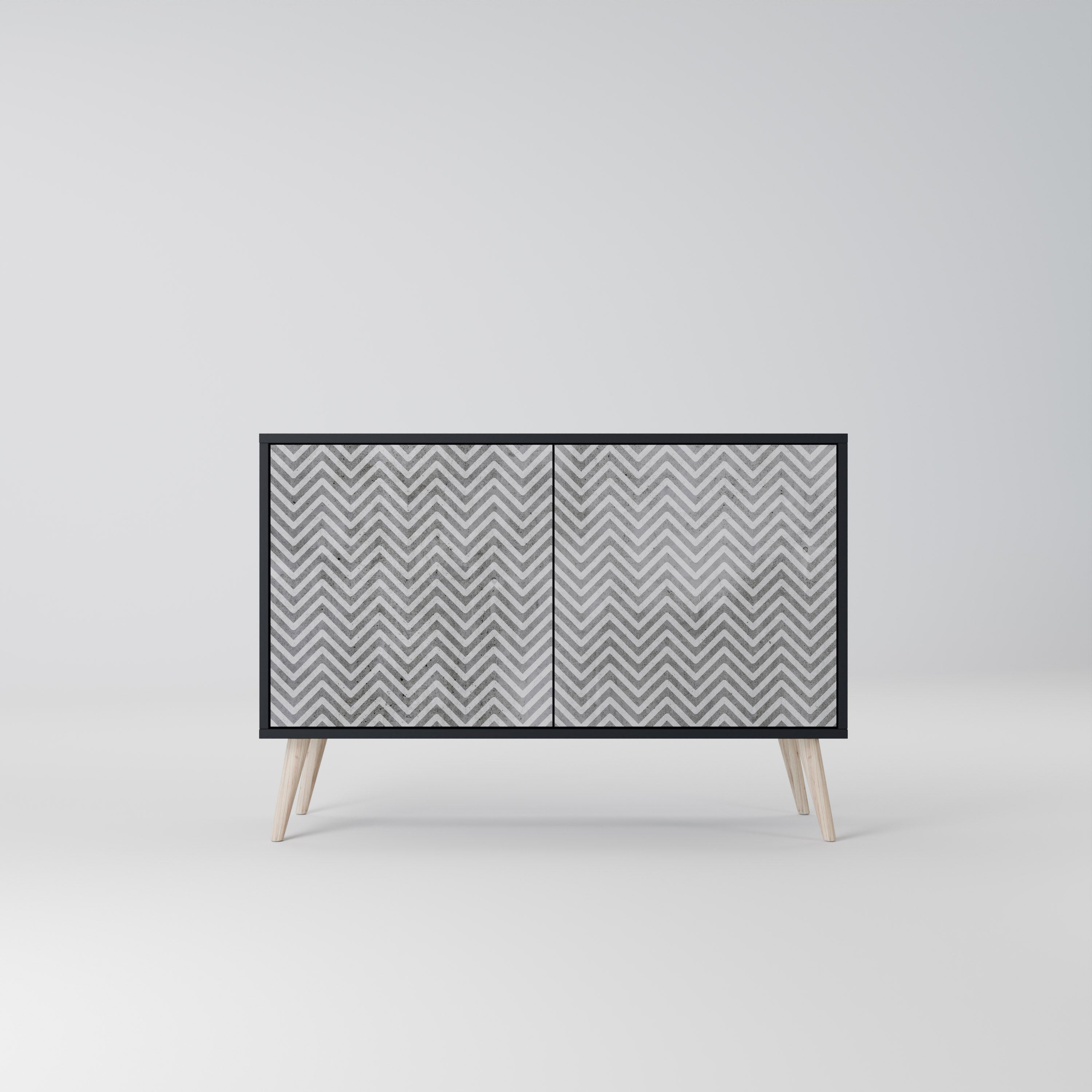 CONCRETE ZIG ZAG Sideboard mit 2 Türen in Schwarz
