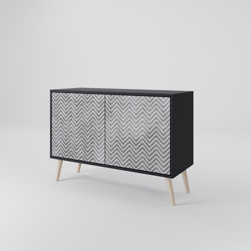 CONCRETE ZIG ZAG Sideboard mit 2 Türen in Schwarz