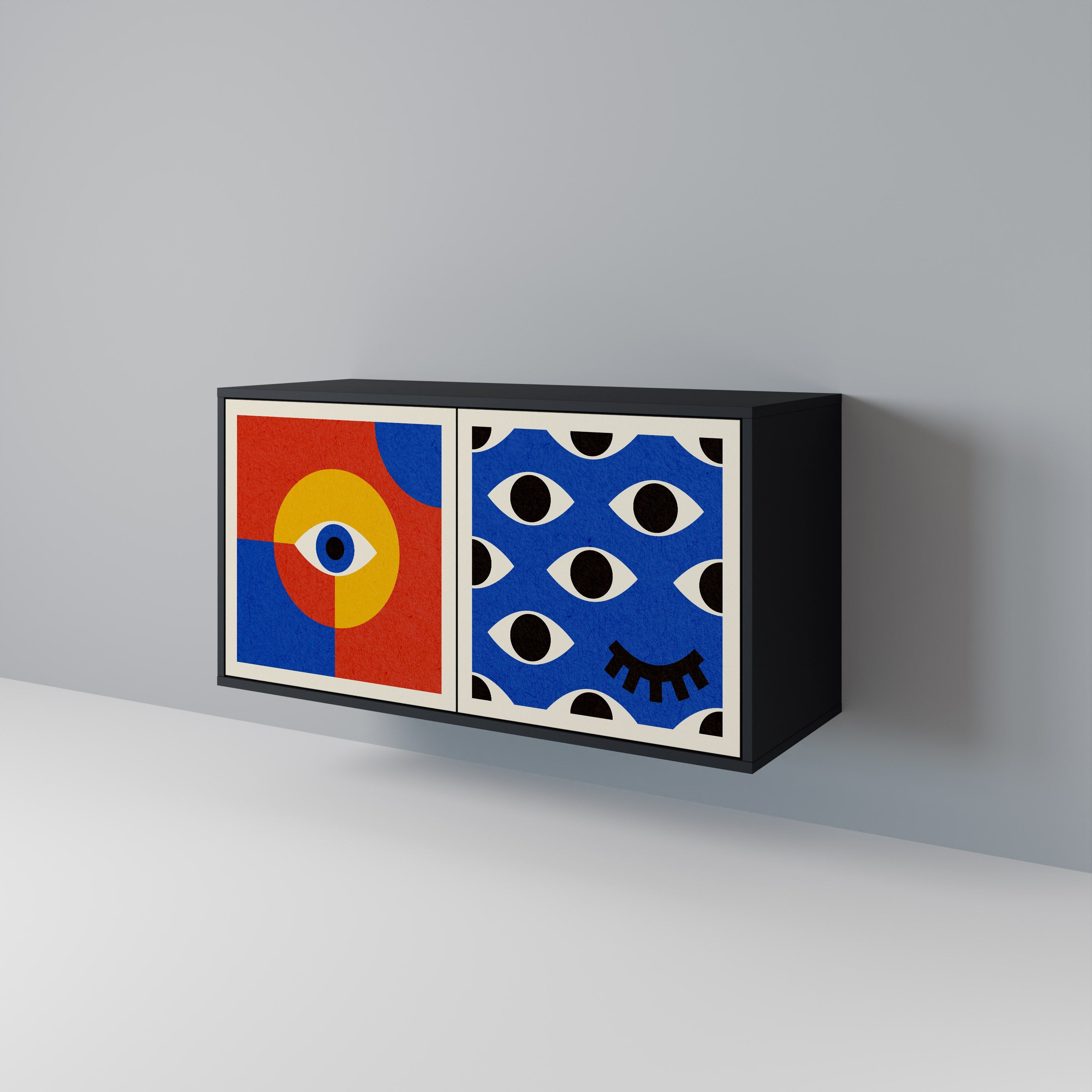 GEOMETRIC EYES Sideboard mit 2 Türen in Schwarz