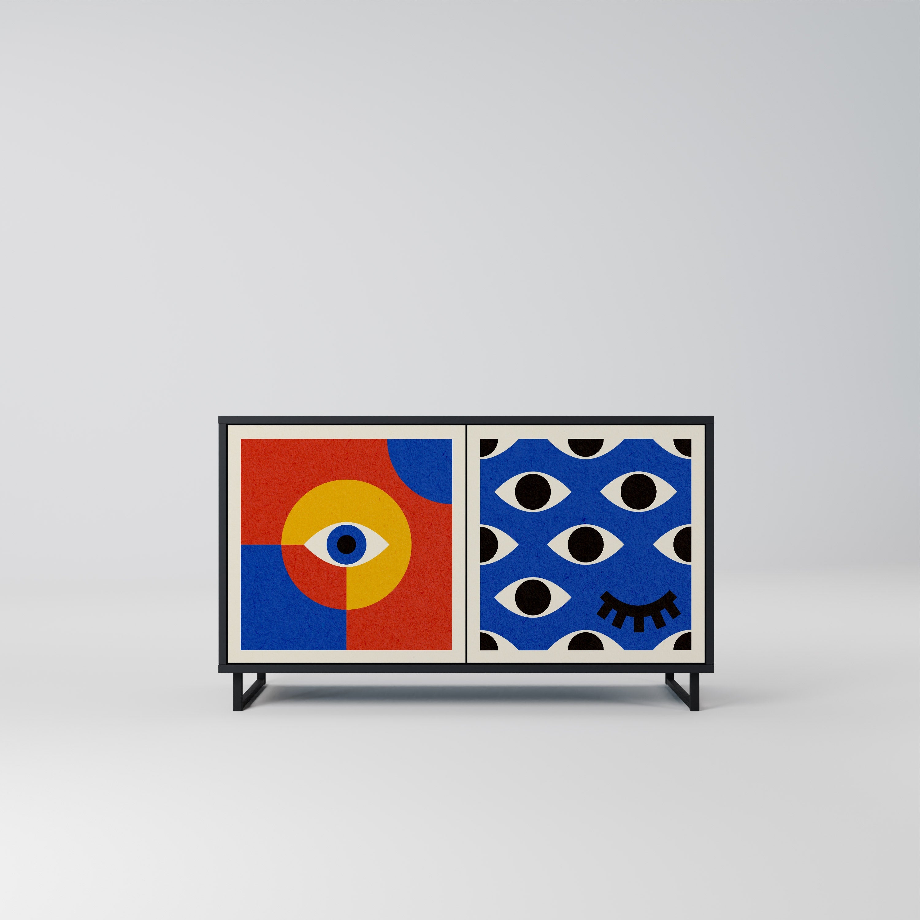 GEOMETRIC EYES Sideboard mit 2 Türen in Schwarz