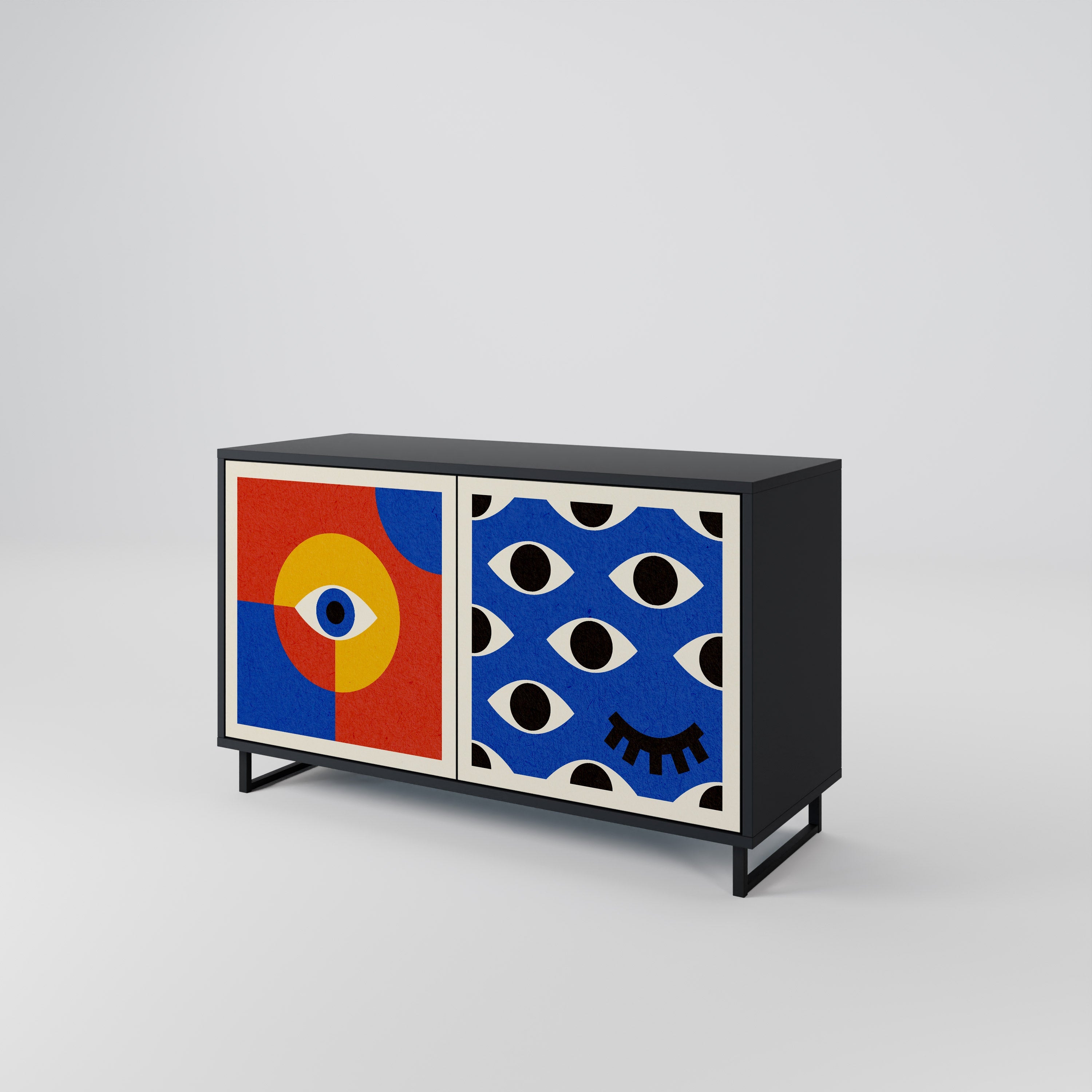 GEOMETRIC EYES Sideboard mit 2 Türen in Schwarz