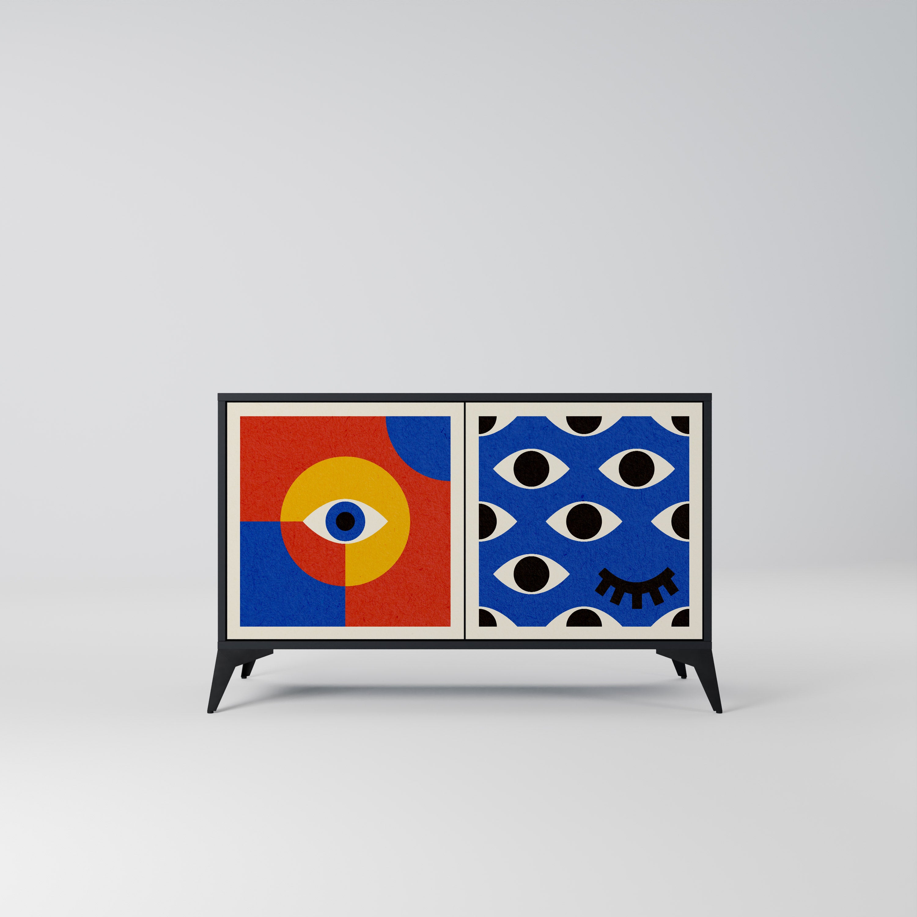 GEOMETRIC EYES Sideboard mit 2 Türen in Schwarz