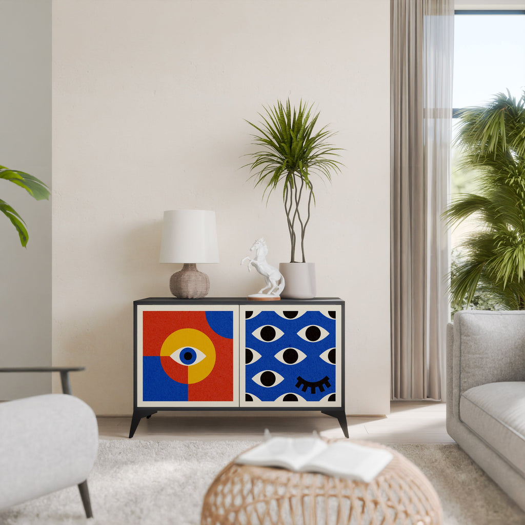 GEOMETRIC EYES Sideboard mit 2 Türen in Schwarz