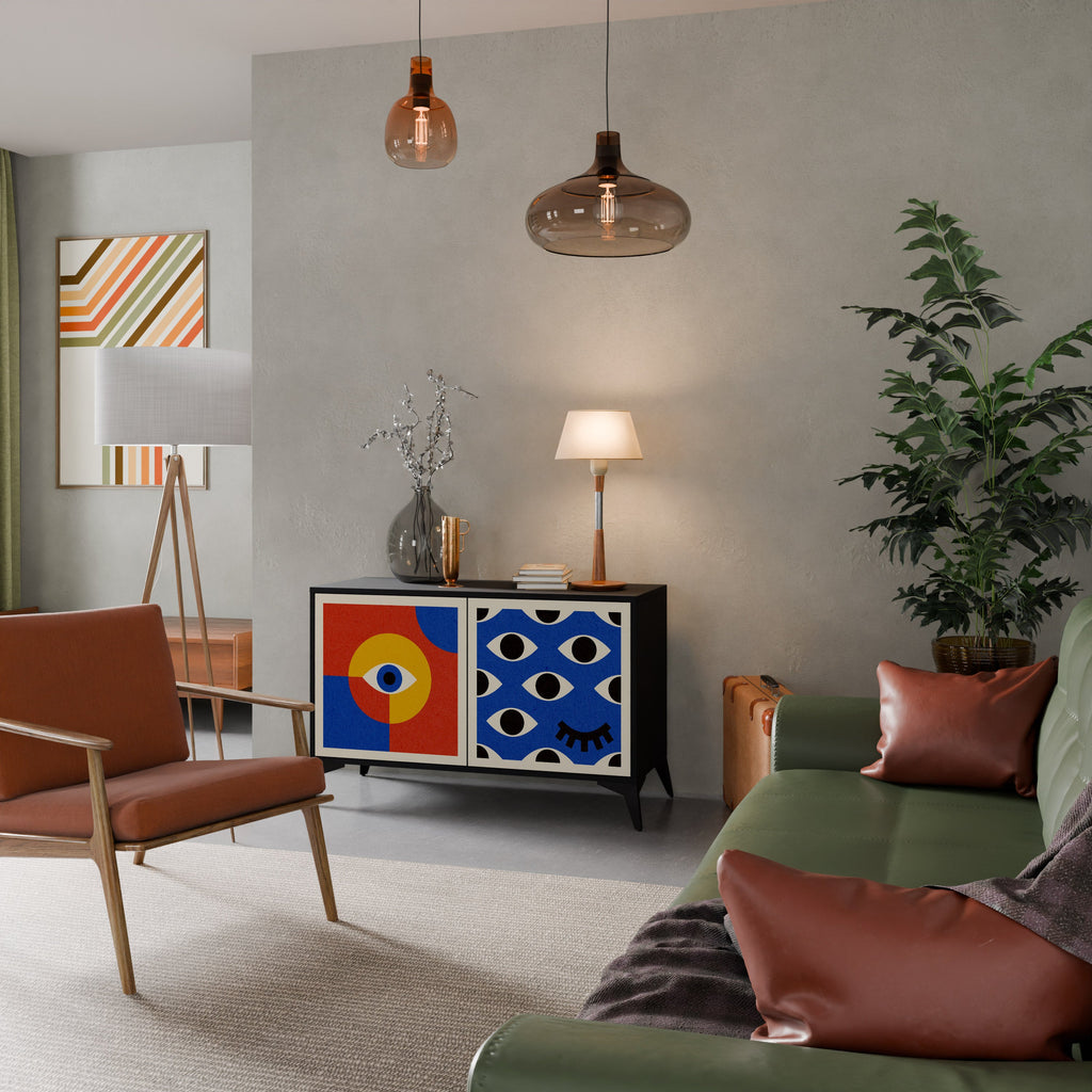 GEOMETRIC EYES Sideboard mit 2 Türen in Schwarz