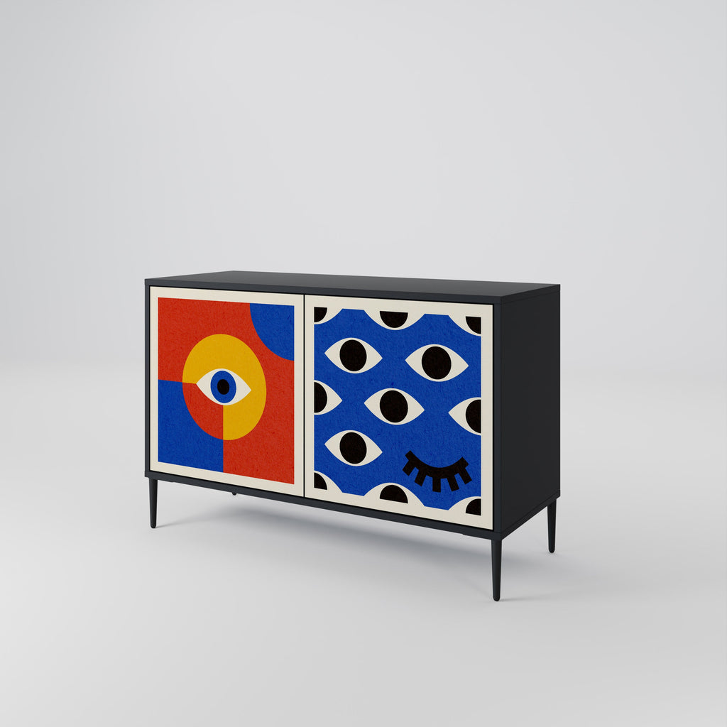 GEOMETRIC EYES Sideboard mit 2 Türen in Schwarz