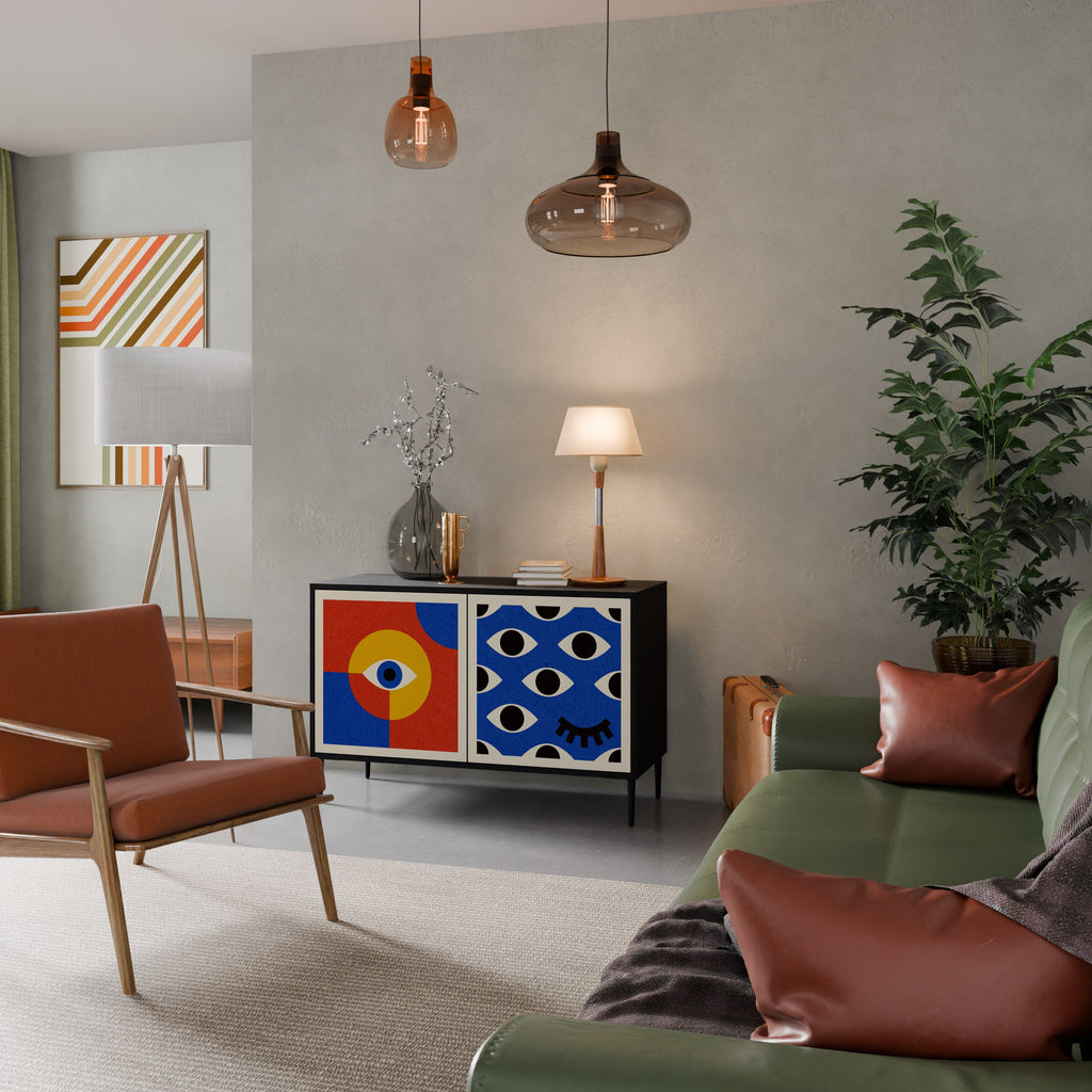 GEOMETRIC EYES Sideboard mit 2 Türen in Schwarz