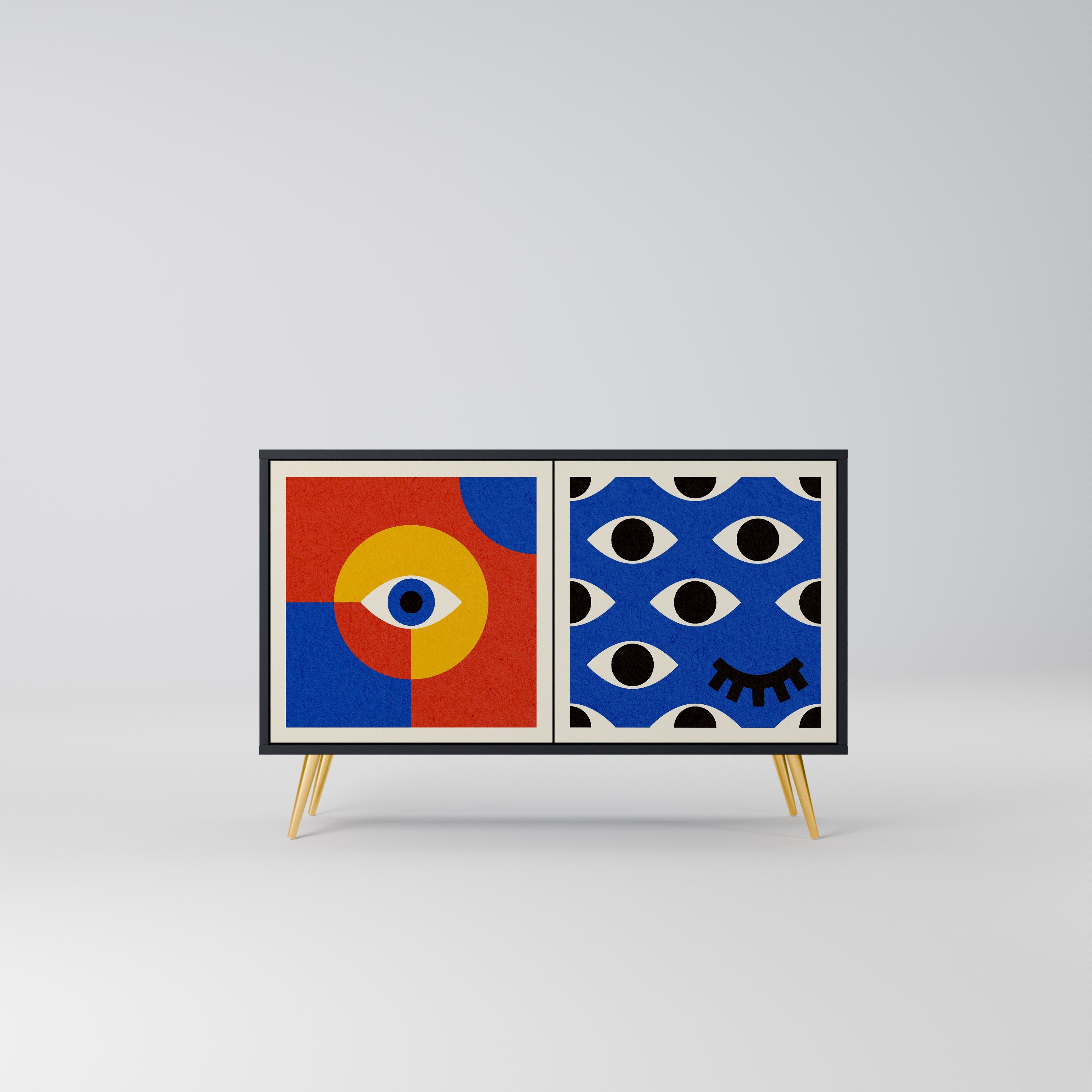 GEOMETRIC EYES Sideboard mit 2 Türen in Schwarz