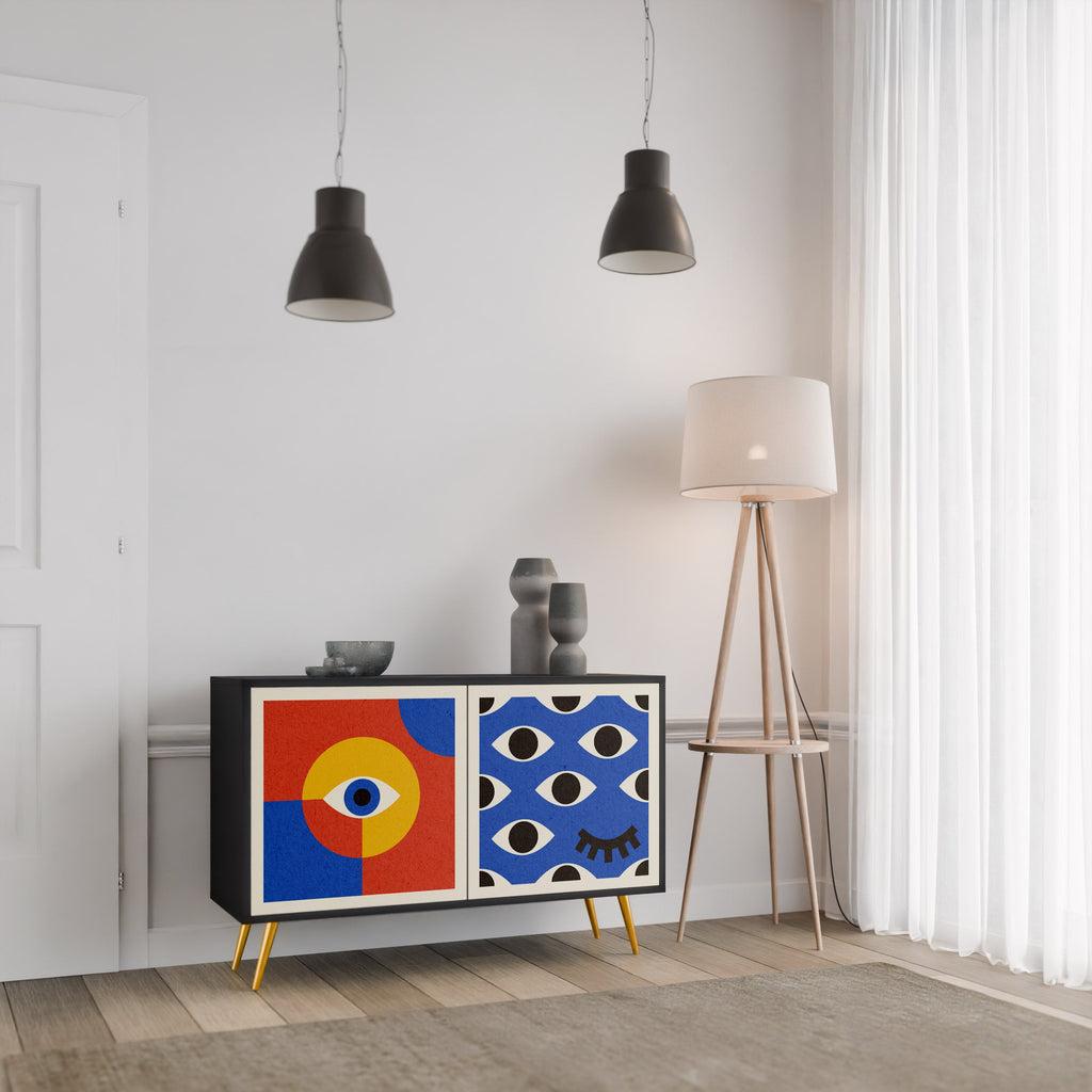 GEOMETRIC EYES Sideboard mit 2 Türen in Schwarz