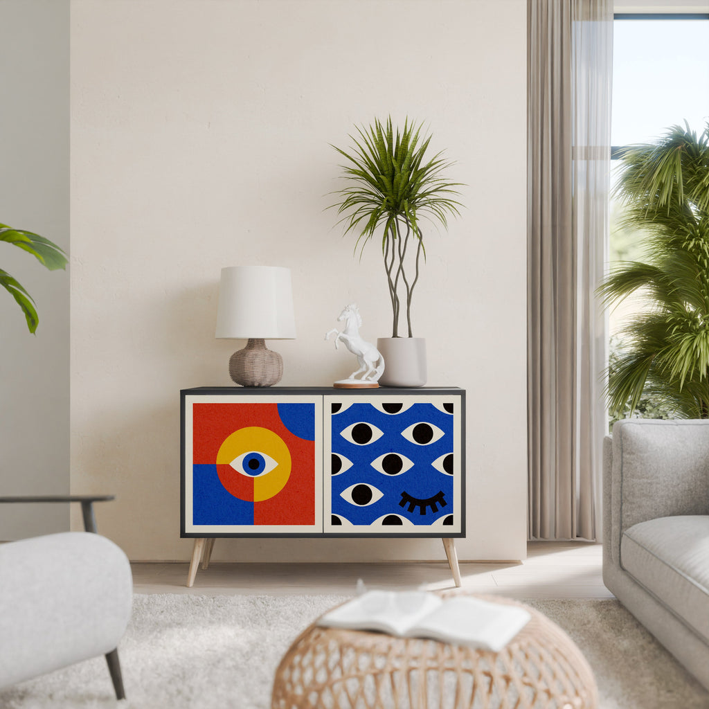 GEOMETRIC EYES Sideboard mit 2 Türen in Schwarz