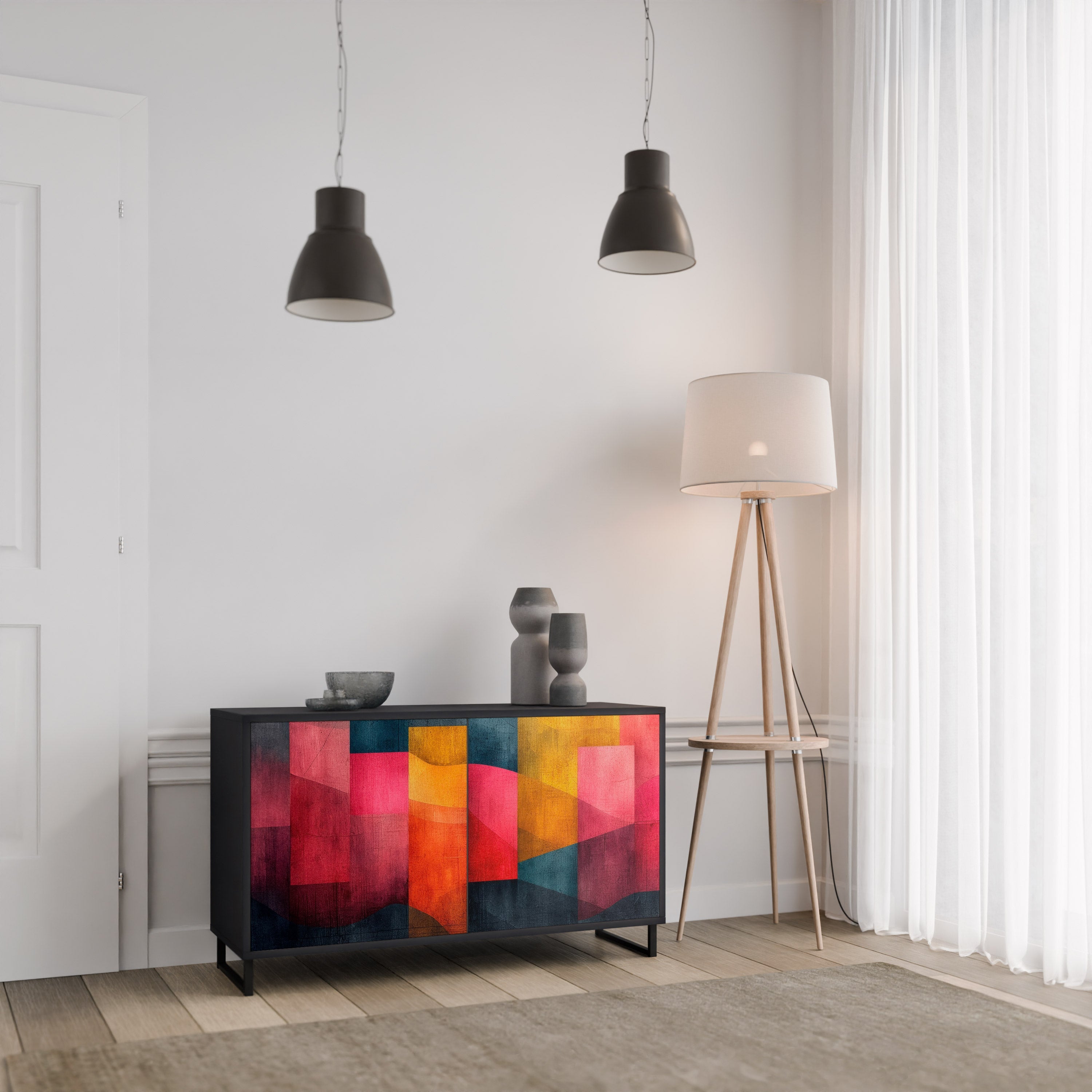 COLORFUL SOUNDS Sideboard mit 2 Türen in Schwarz