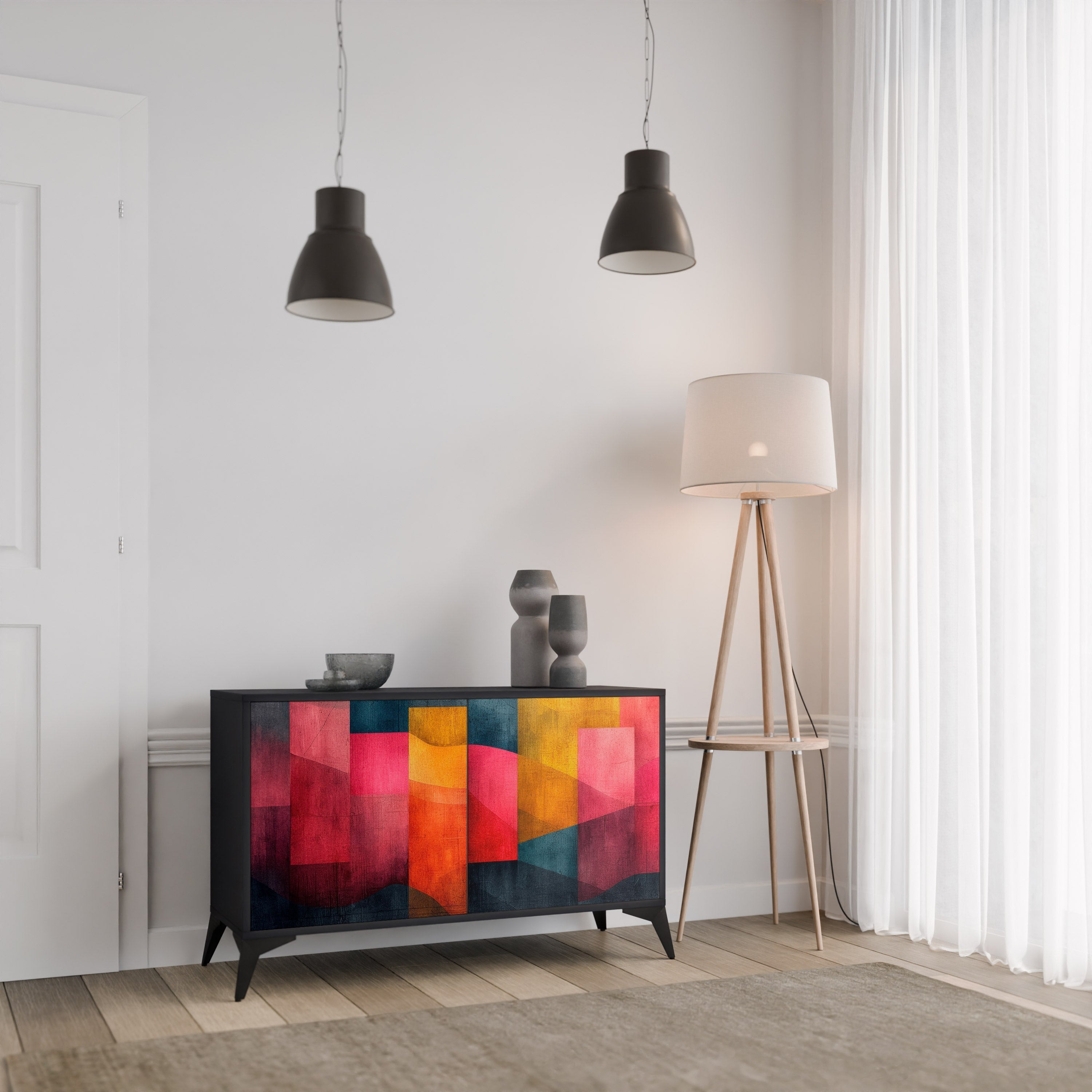 COLORFUL SOUNDS Sideboard mit 2 Türen in Schwarz