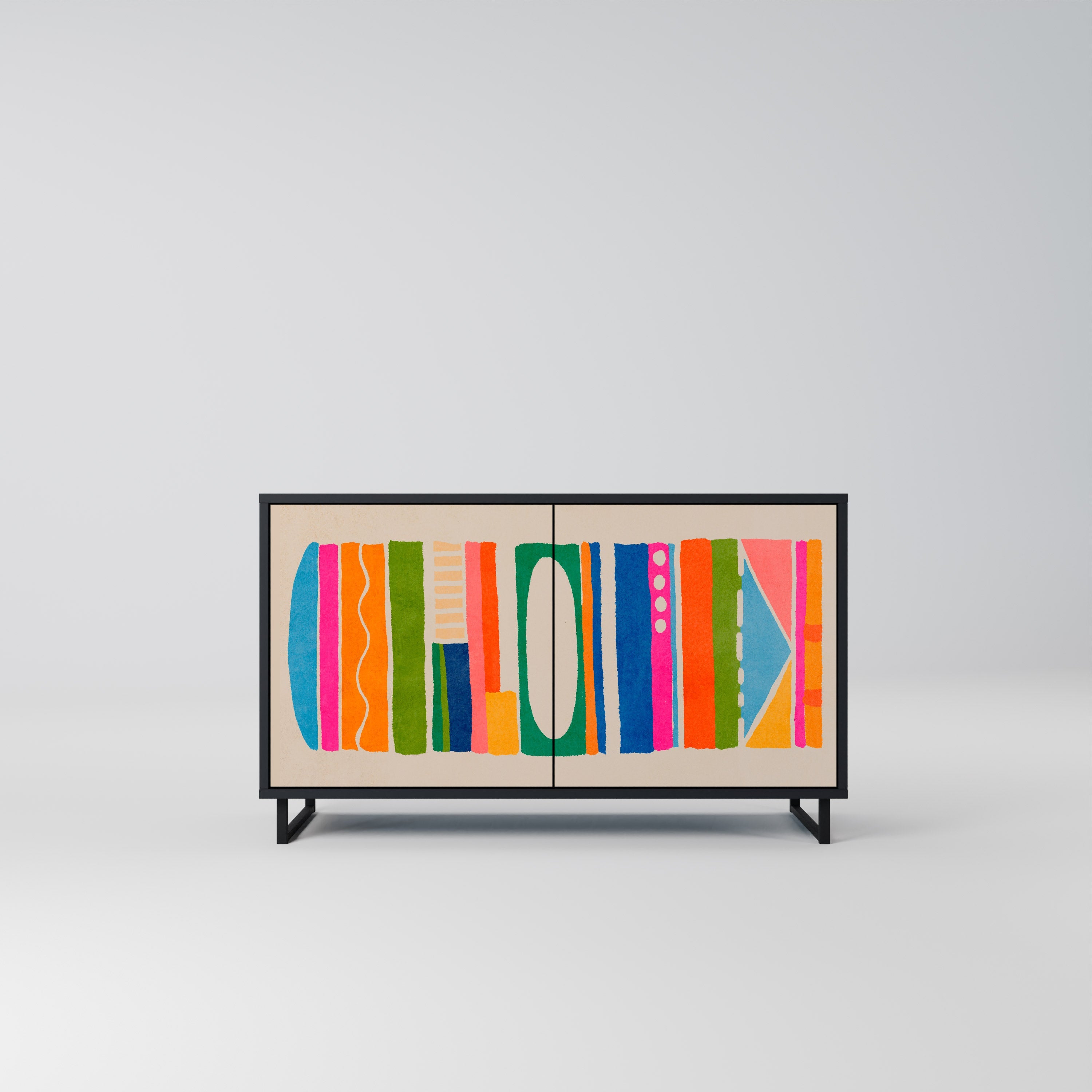 GEOMETRIC SHINE Sideboard mit 2 Türen in Schwarz