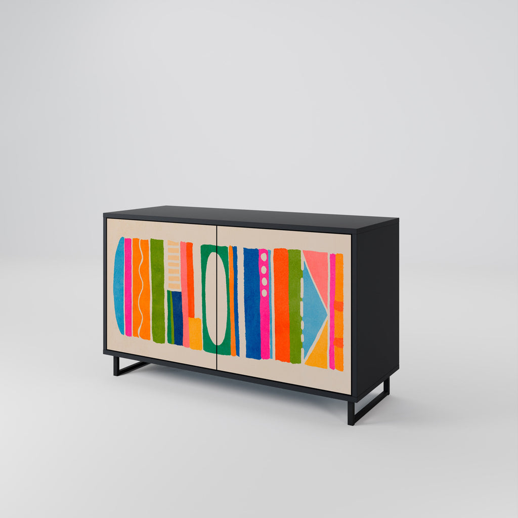 GEOMETRIC SHINE Sideboard mit 2 Türen in Schwarz