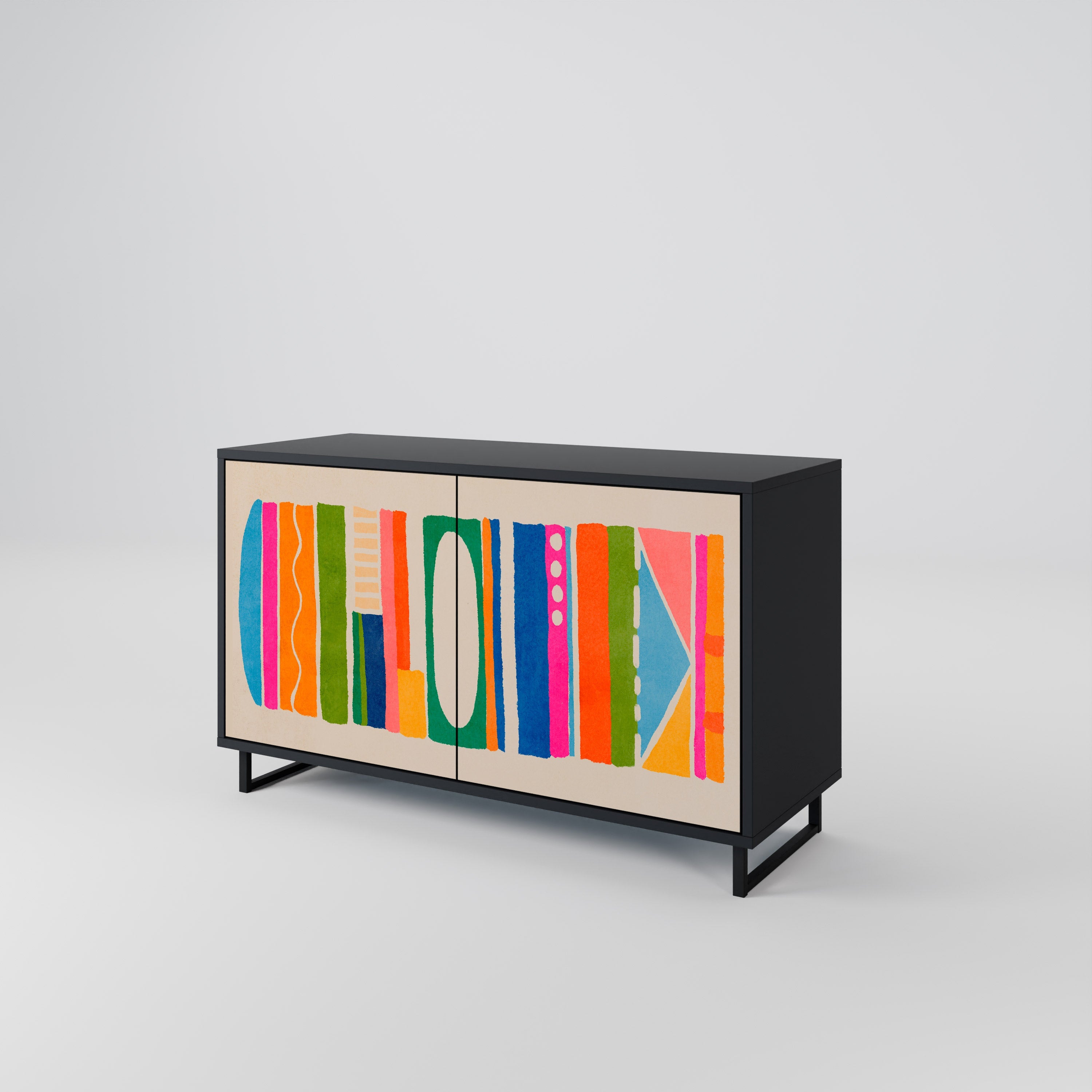 GEOMETRIC SHINE Sideboard mit 2 Türen in Schwarz