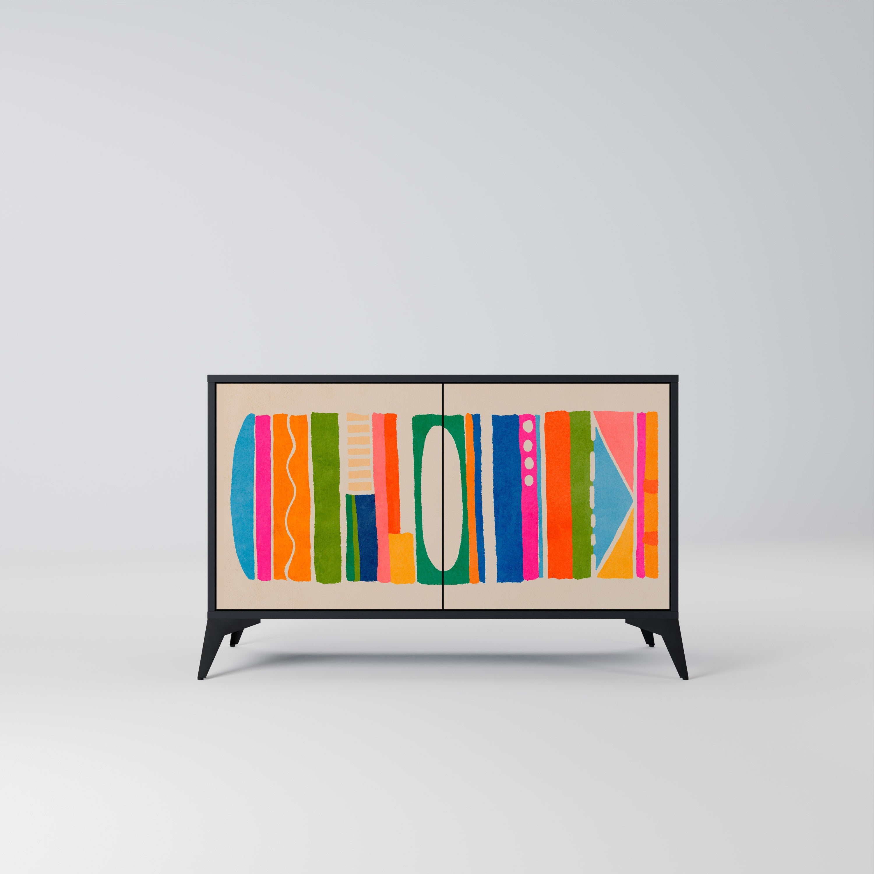 GEOMETRIC SHINE Sideboard mit 2 Türen in Schwarz