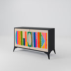 GEOMETRIC SHINE Sideboard mit 2 Türen in Schwarz