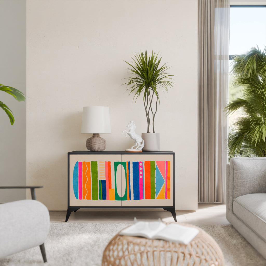 GEOMETRIC SHINE Sideboard mit 2 Türen in Schwarz
