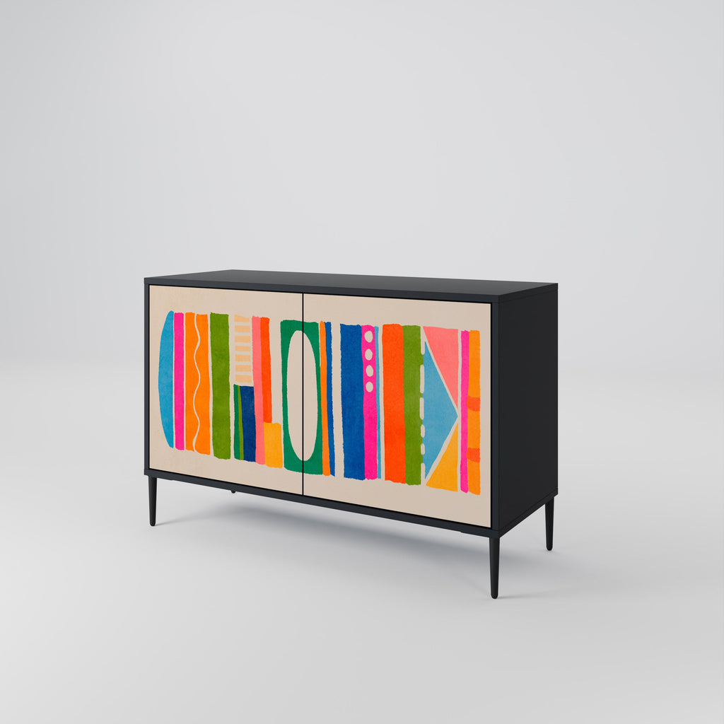 GEOMETRIC SHINE Sideboard mit 2 Türen in Schwarz