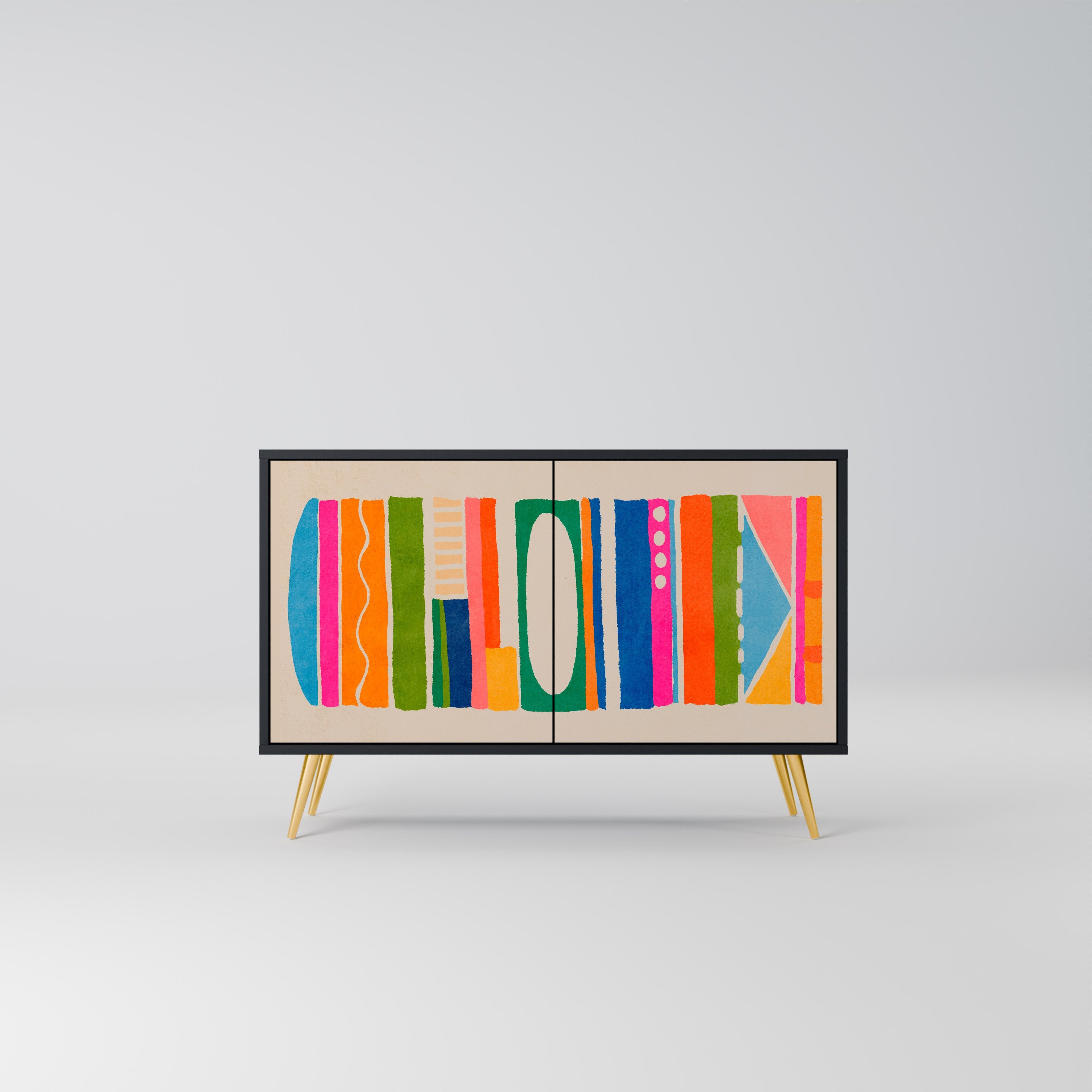 GEOMETRIC SHINE Sideboard mit 2 Türen in Schwarz