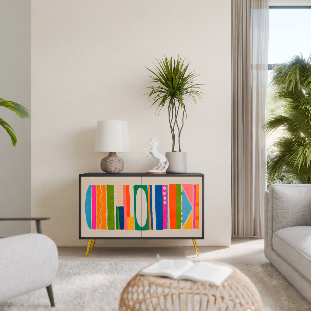 GEOMETRIC SHINE Sideboard mit 2 Türen in Schwarz