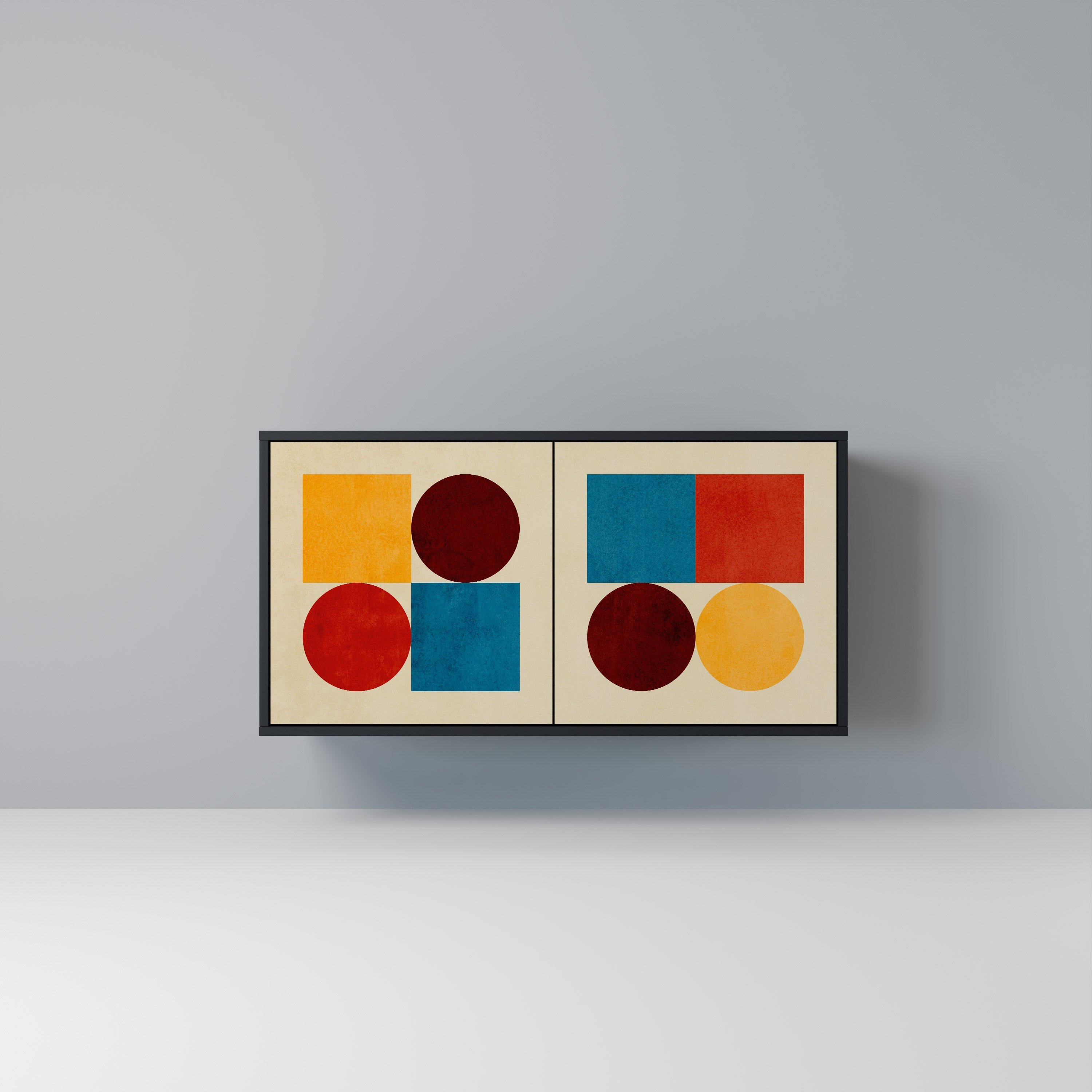 GEOMETRIC PUZZLE Sideboard mit 2 Türen in Schwarz