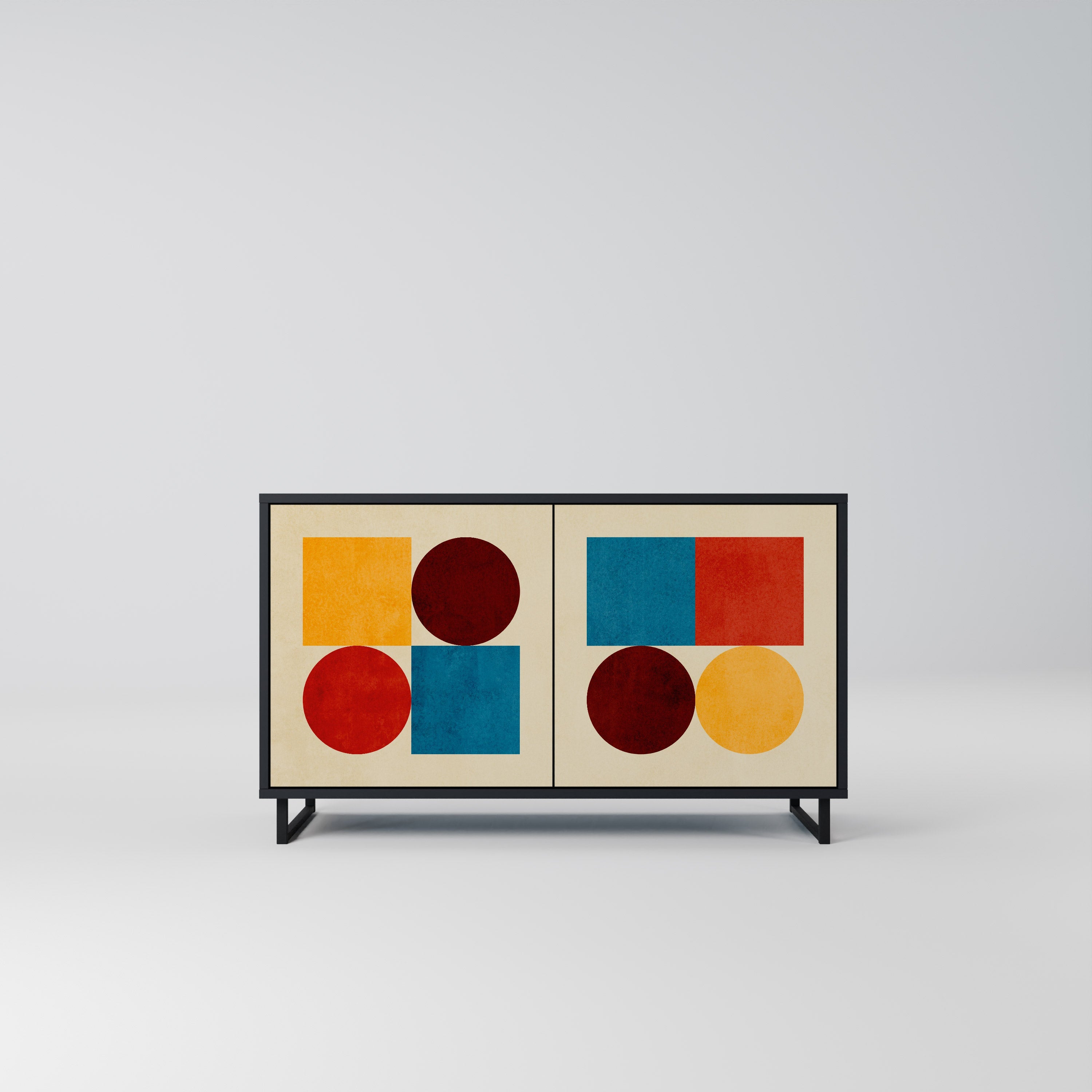 GEOMETRIC PUZZLE Sideboard mit 2 Türen in Schwarz