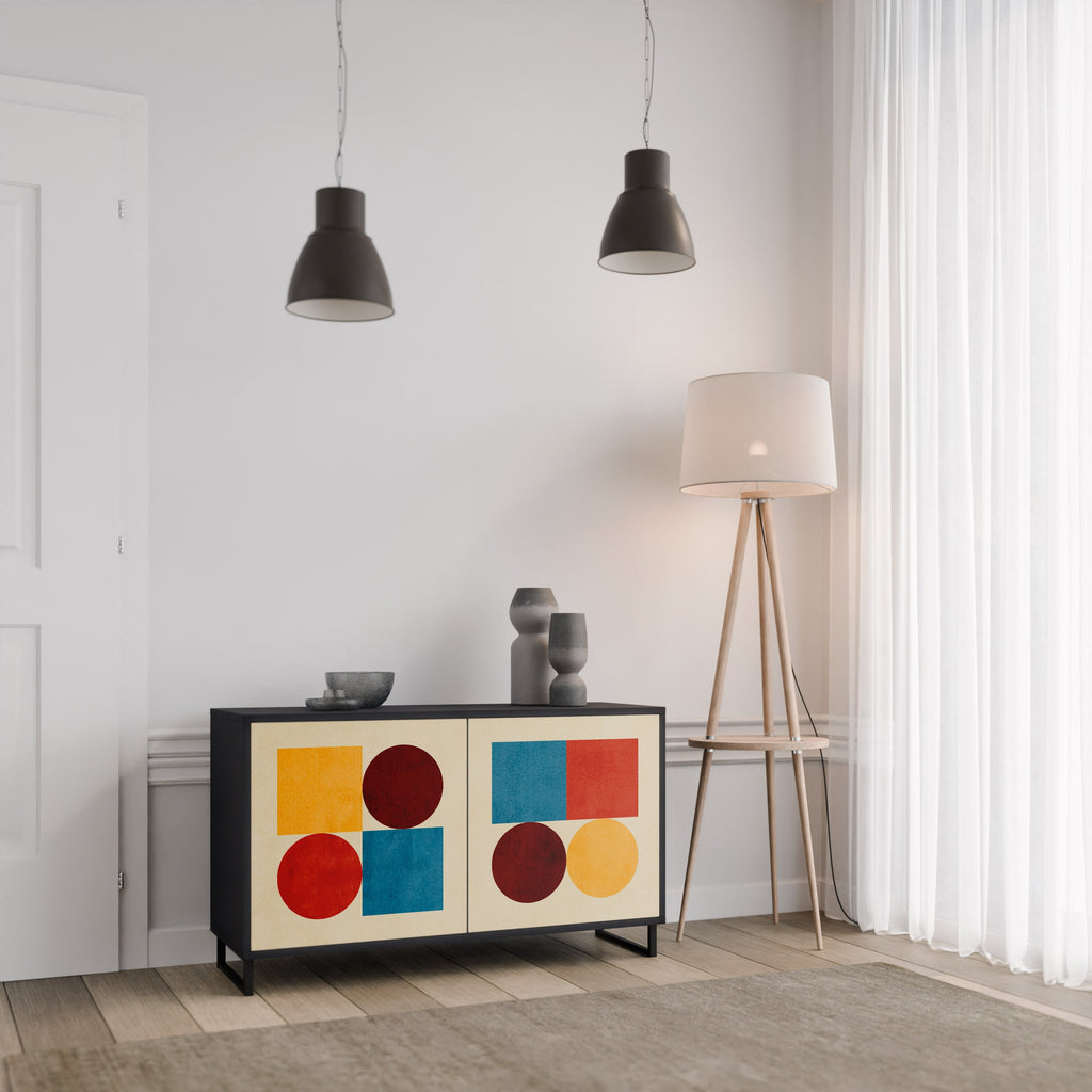 GEOMETRIC PUZZLE Sideboard mit 2 Türen in Schwarz