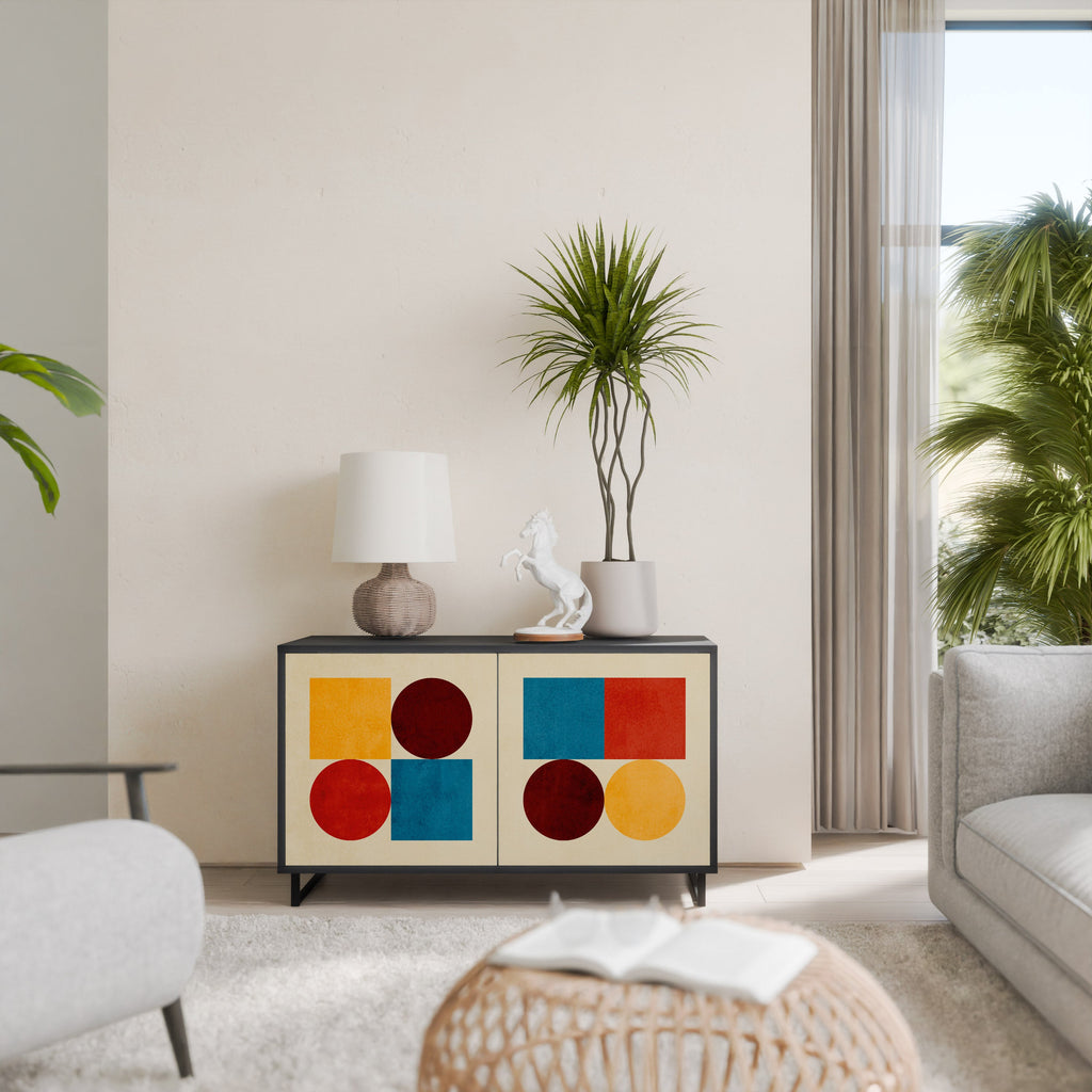 GEOMETRIC PUZZLE Sideboard mit 2 Türen in Schwarz