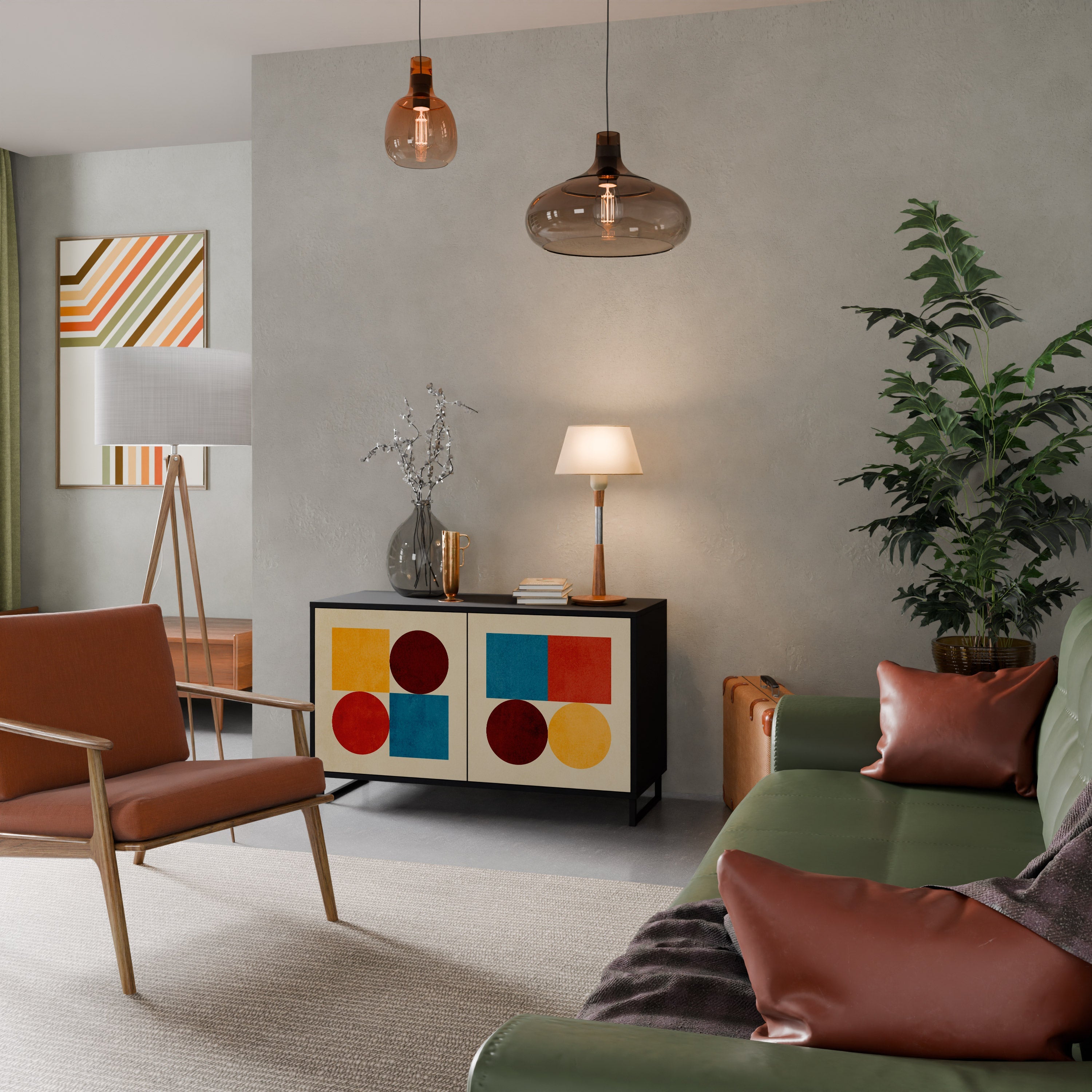 GEOMETRIC PUZZLE Sideboard mit 2 Türen in Schwarz