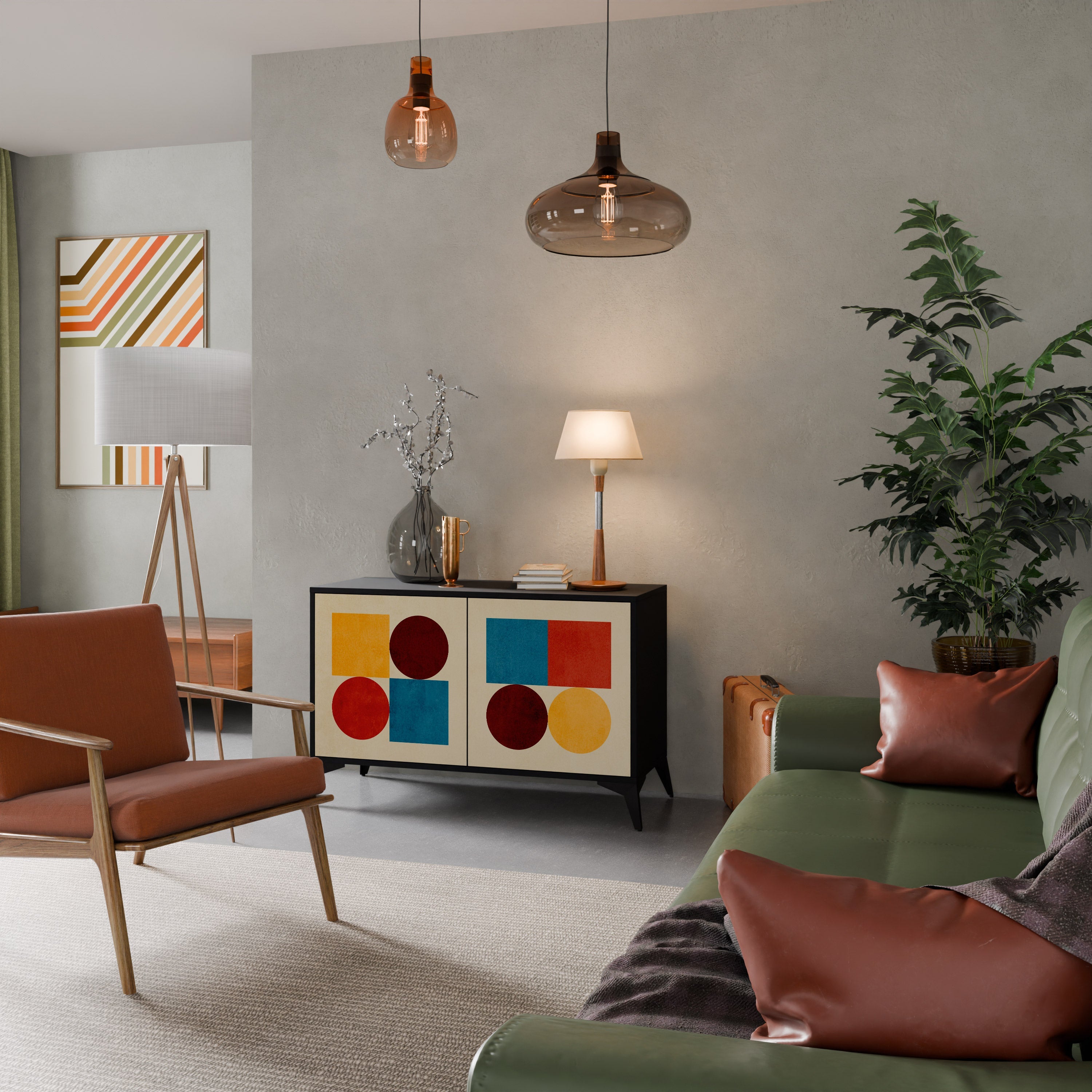 GEOMETRIC PUZZLE Sideboard mit 2 Türen in Schwarz