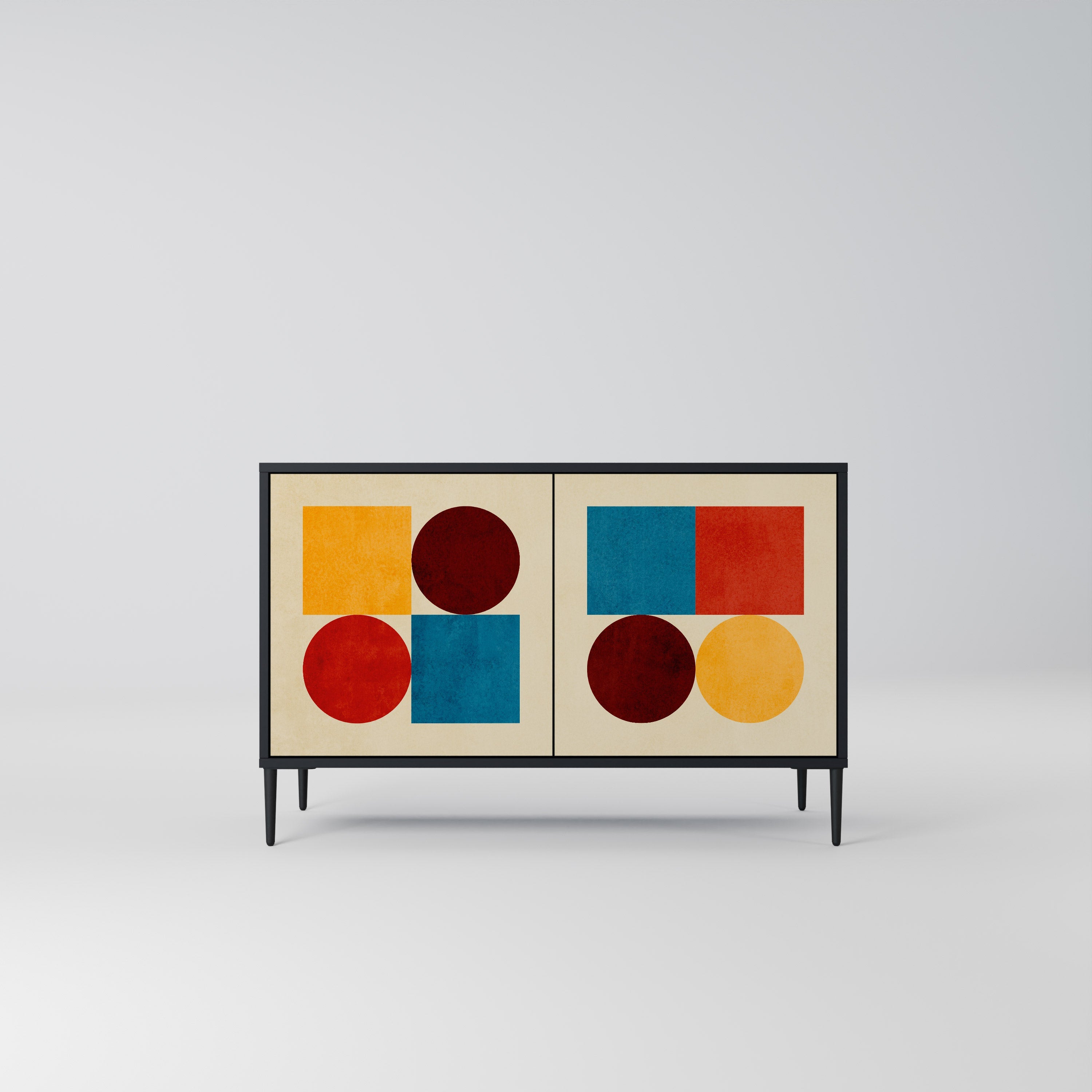 GEOMETRIC PUZZLE Sideboard mit 2 Türen in Schwarz