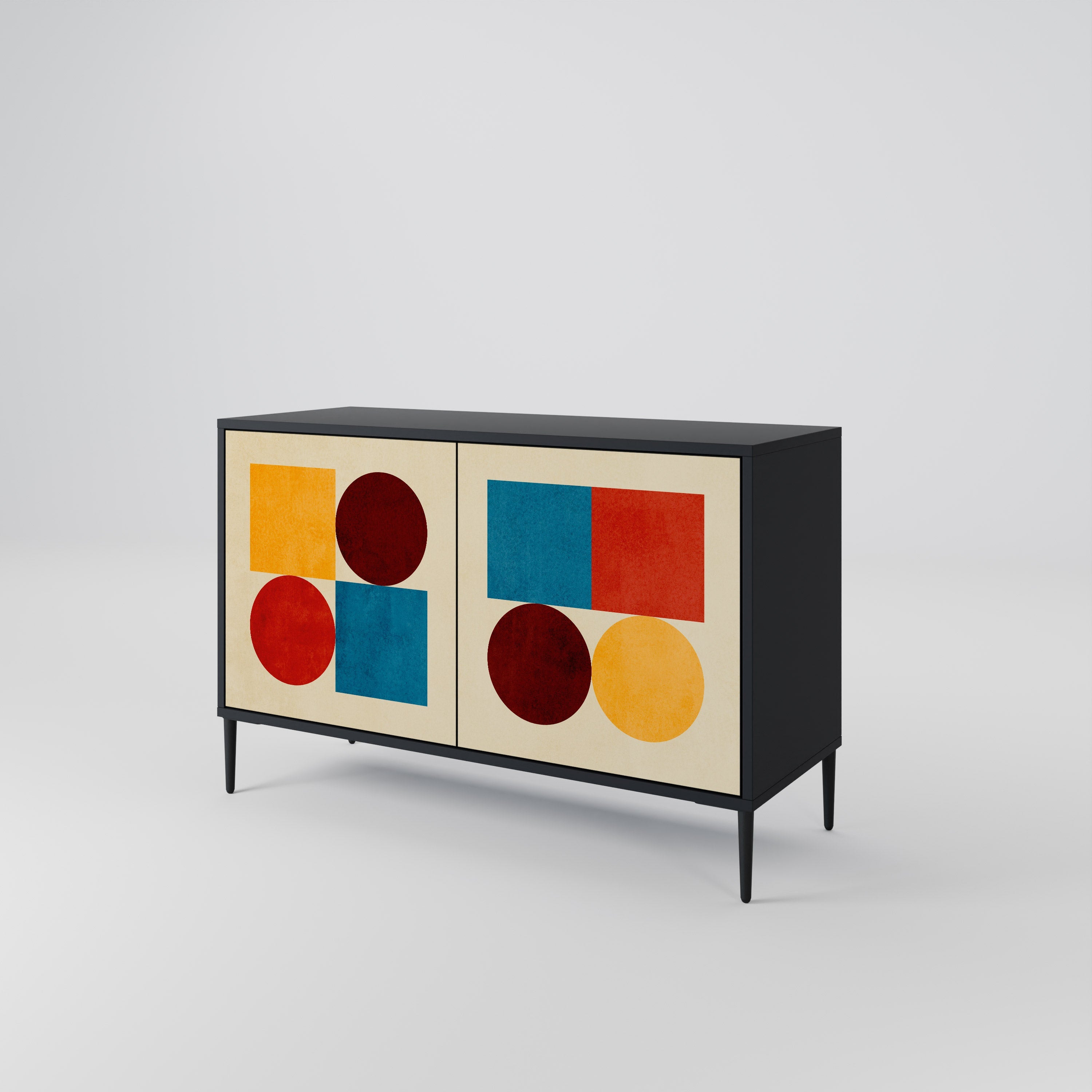 GEOMETRIC PUZZLE Sideboard mit 2 Türen in Schwarz
