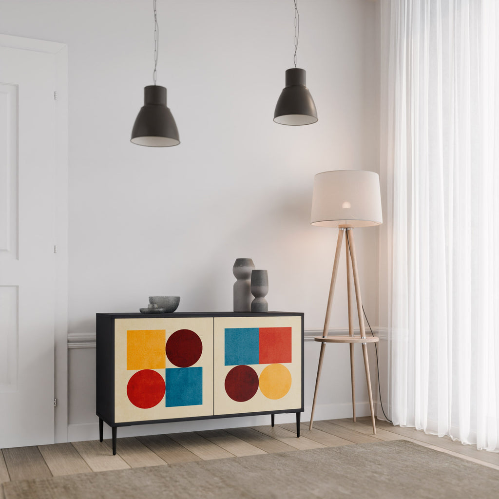 GEOMETRIC PUZZLE Sideboard mit 2 Türen in Schwarz