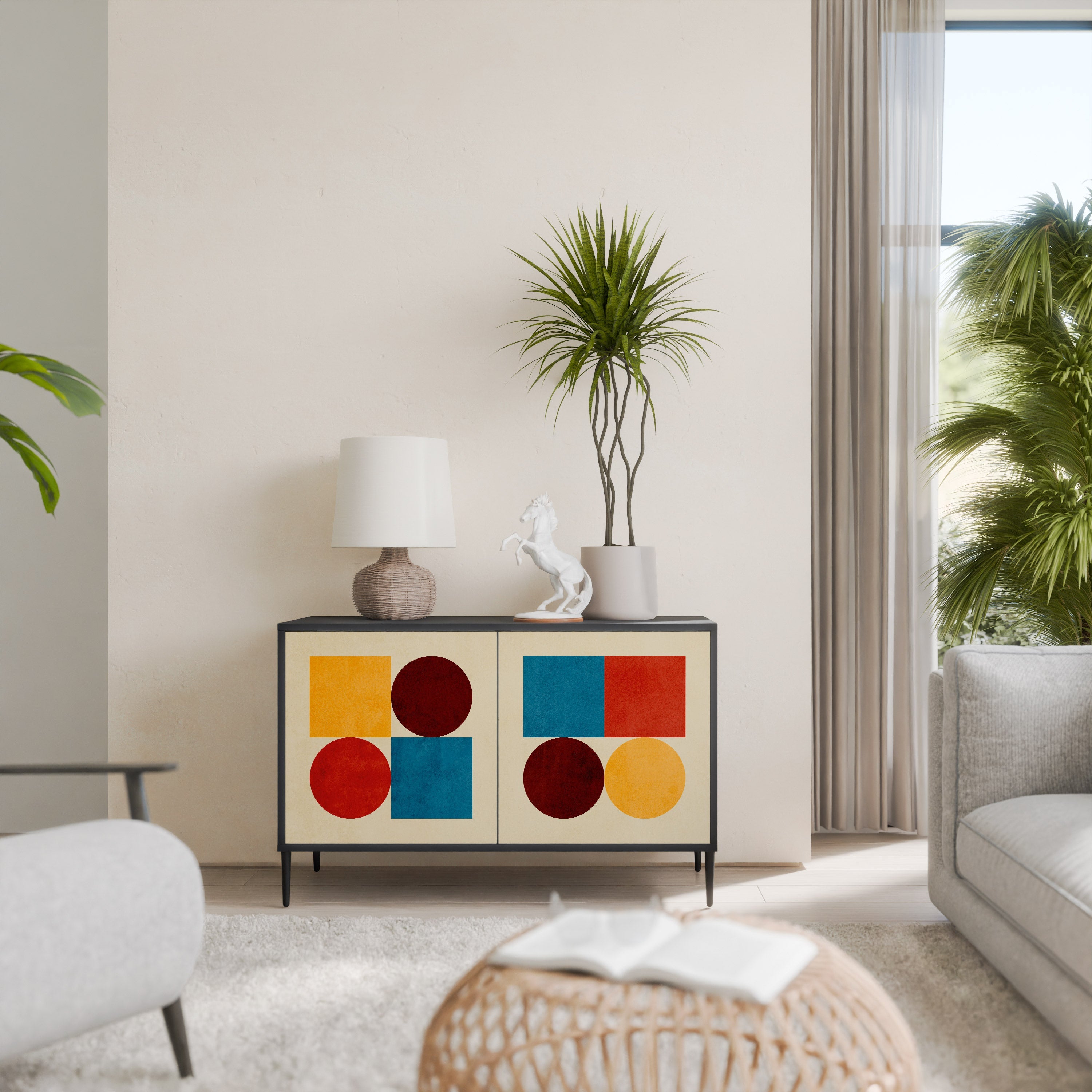 GEOMETRIC PUZZLE Sideboard mit 2 Türen in Schwarz