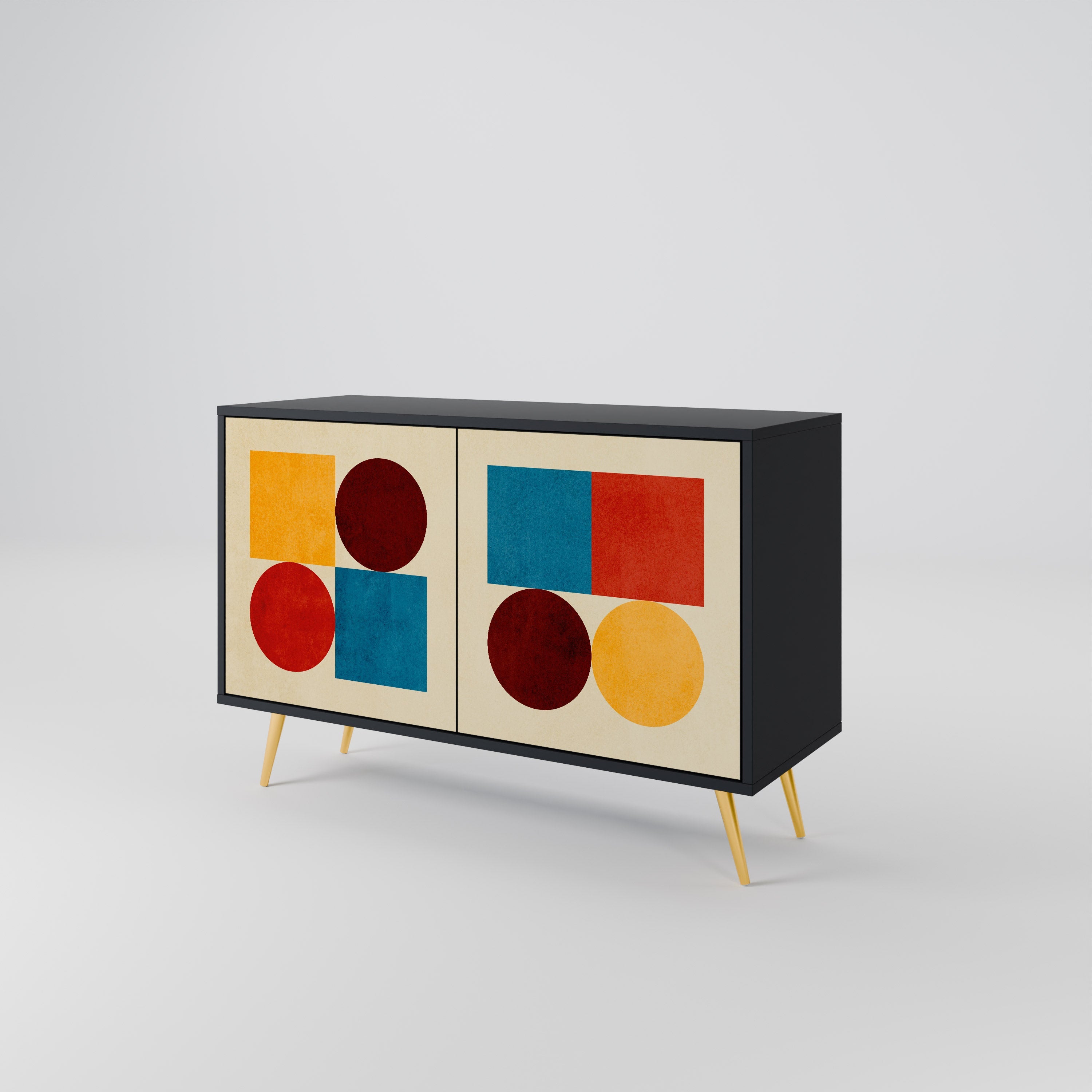 GEOMETRIC PUZZLE Sideboard mit 2 Türen in Schwarz