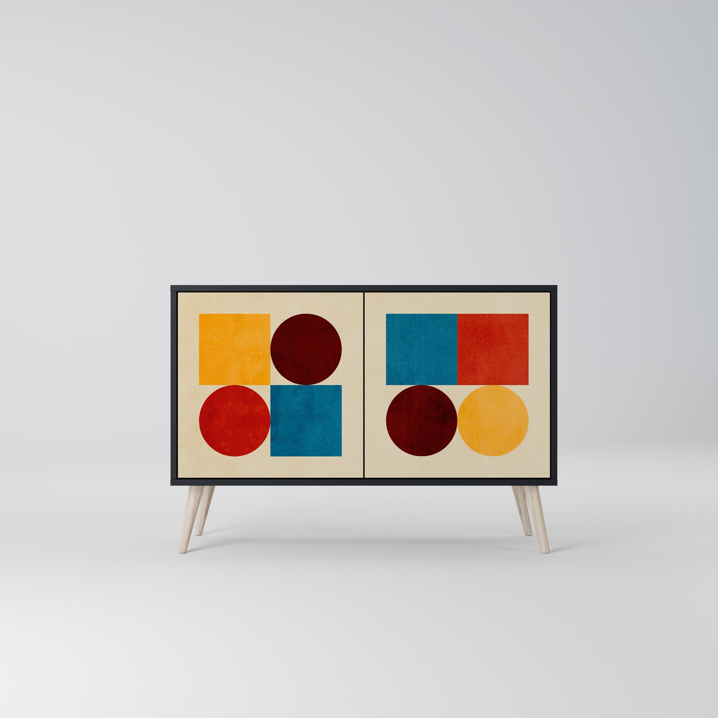 GEOMETRIC PUZZLE Sideboard mit 2 Türen in Schwarz