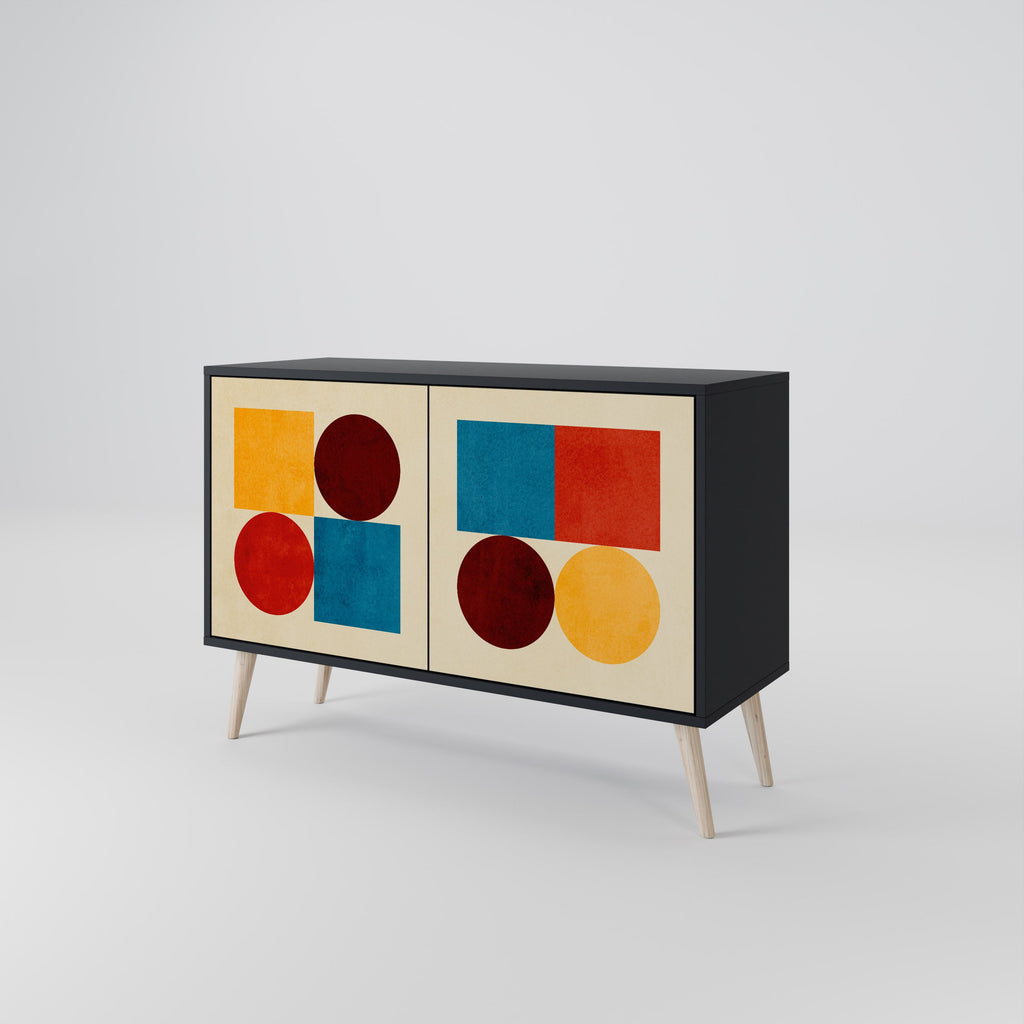 GEOMETRIC PUZZLE Sideboard mit 2 Türen in Schwarz