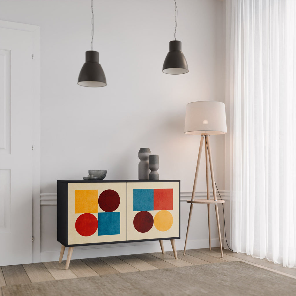 GEOMETRIC PUZZLE Sideboard mit 2 Türen in Schwarz