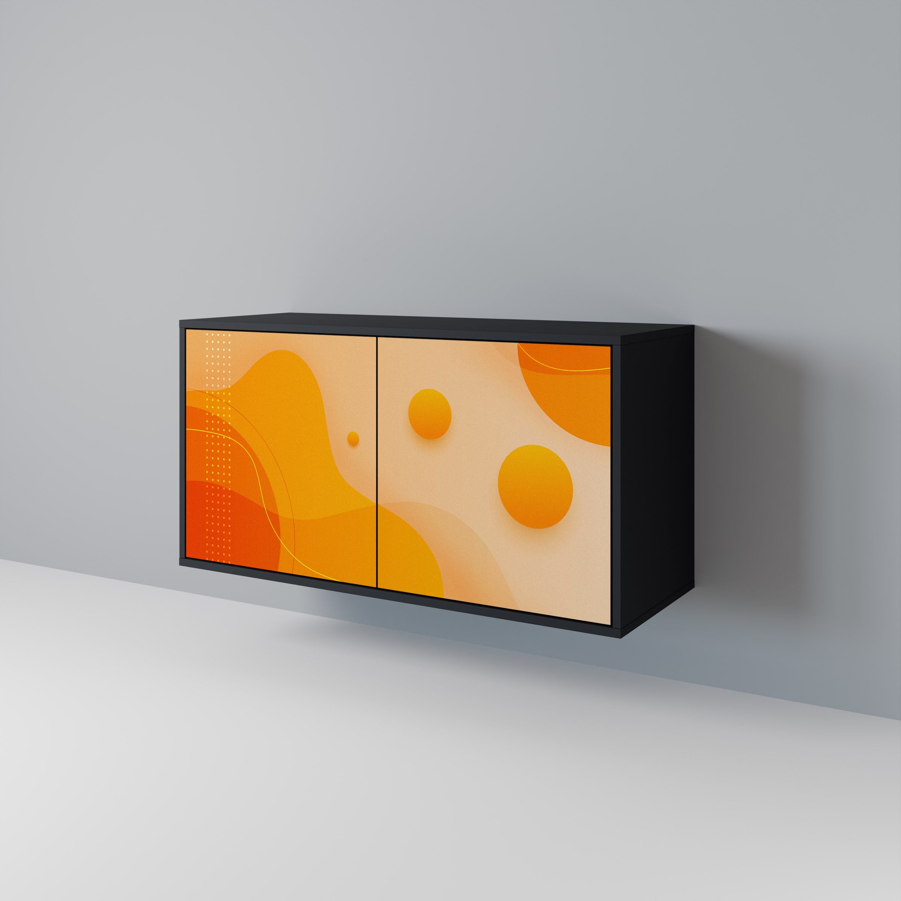 ORANGE ARRANGEMENT Sideboard mit 2 Türen in Schwarz