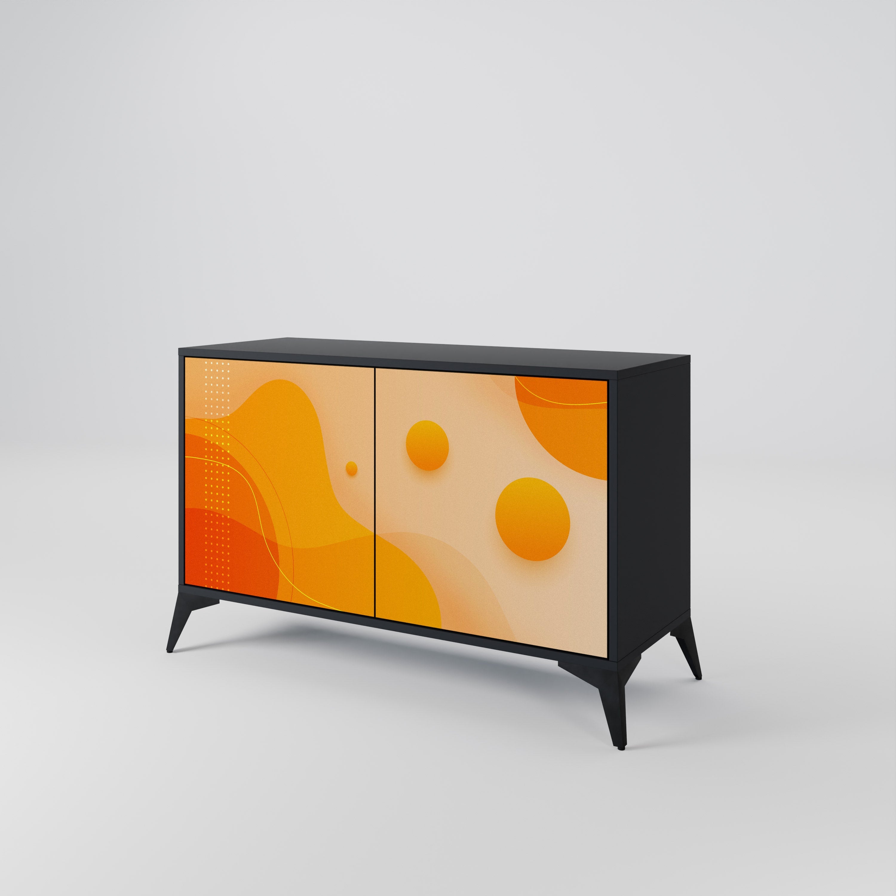 ORANGE ARRANGEMENT Sideboard mit 2 Türen in Schwarz