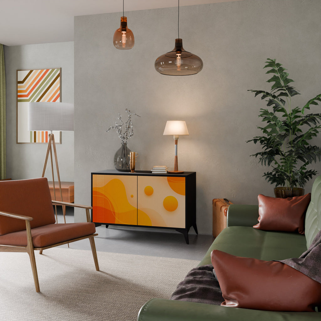 ORANGE ARRANGEMENT Sideboard mit 2 Türen in Schwarz