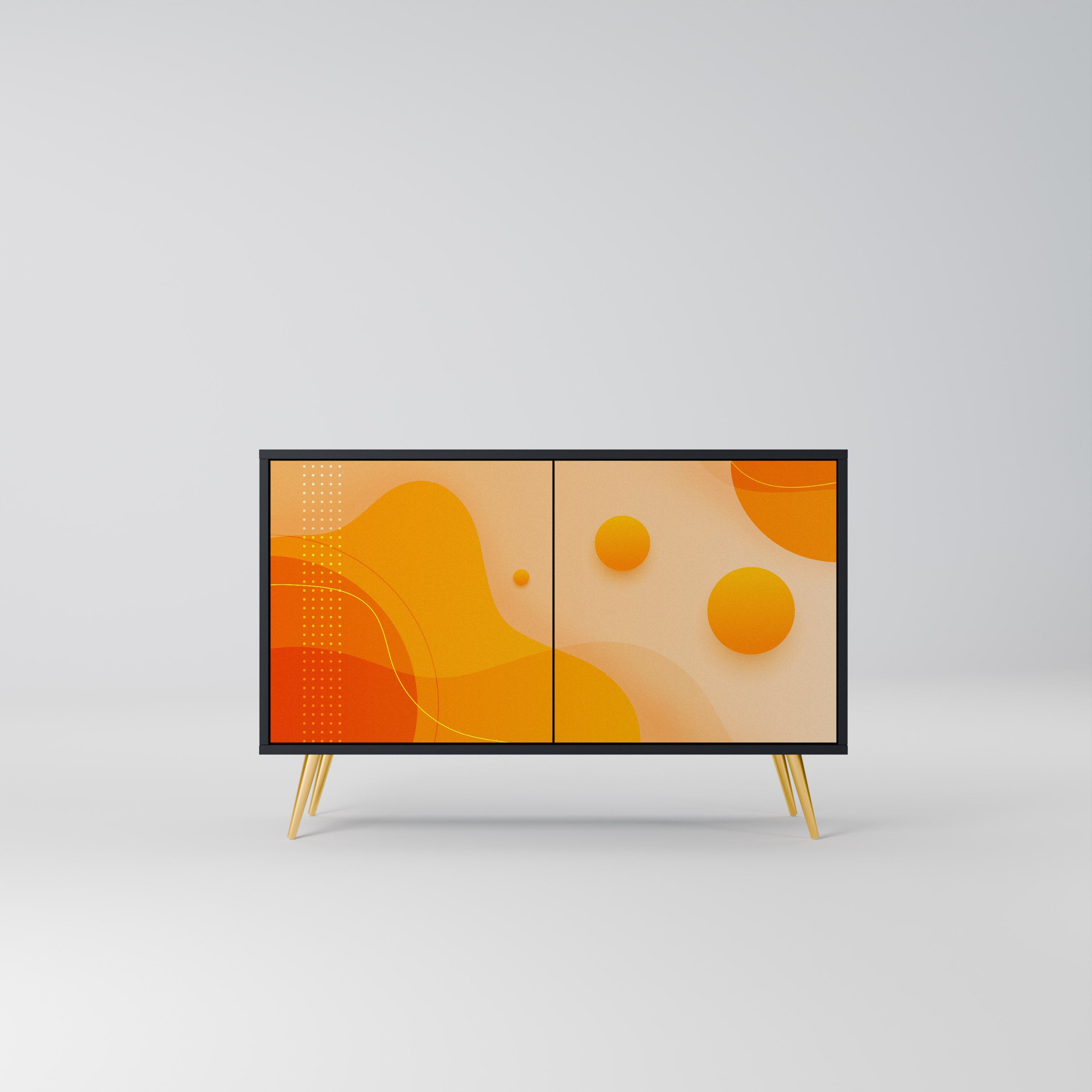 ORANGE ARRANGEMENT Sideboard mit 2 Türen in Schwarz