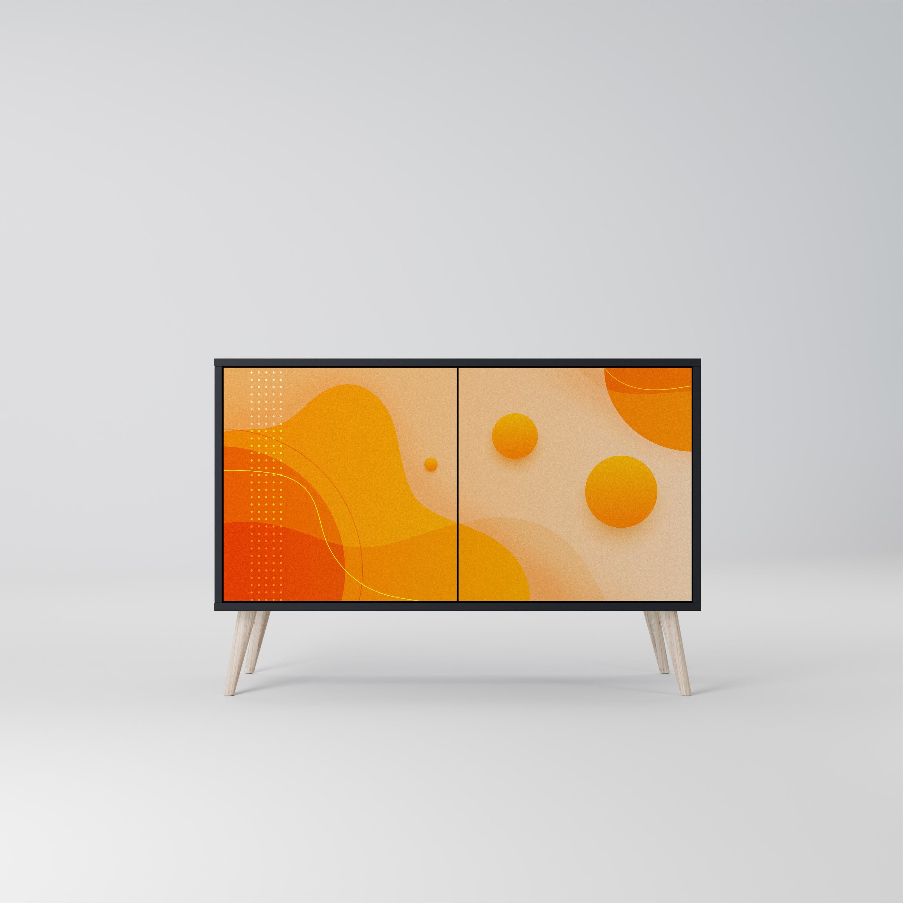 ORANGE ARRANGEMENT Sideboard mit 2 Türen in Schwarz