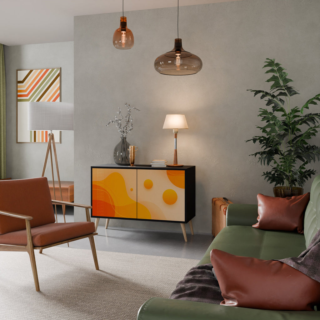 ORANGE ARRANGEMENT Sideboard mit 2 Türen in Schwarz