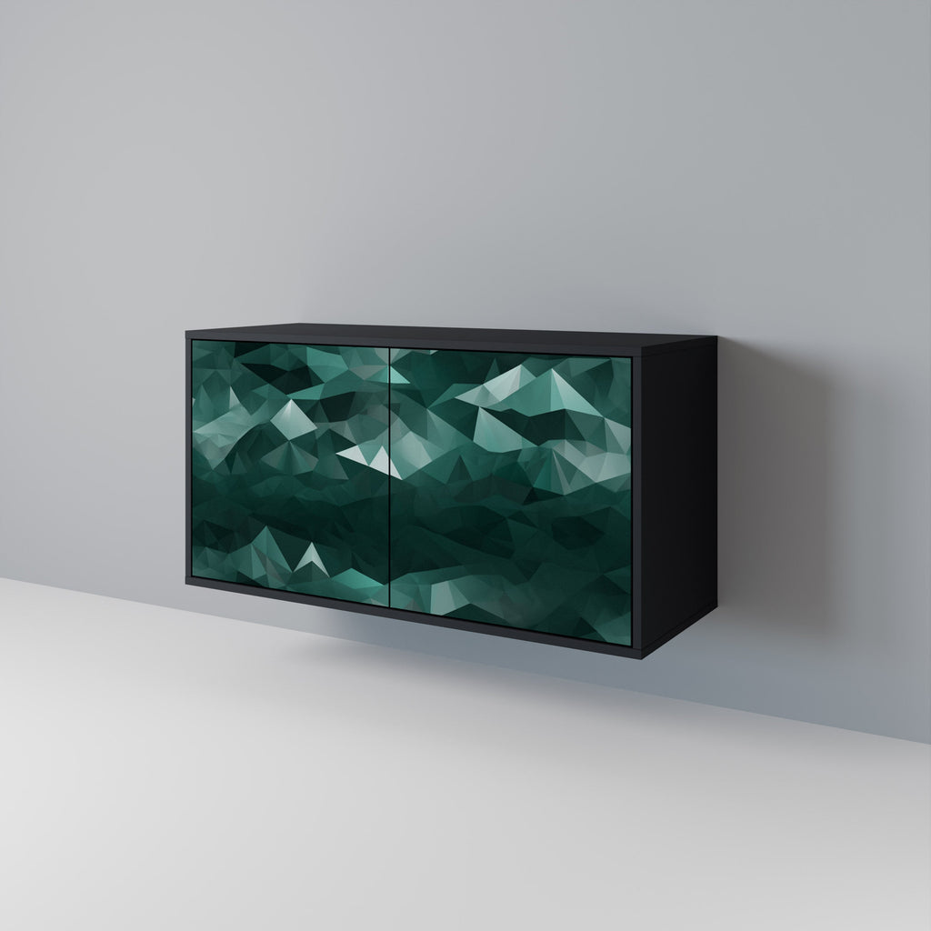 POLYGONAL FLOATING Sideboard mit 2 Türen in Schwarz