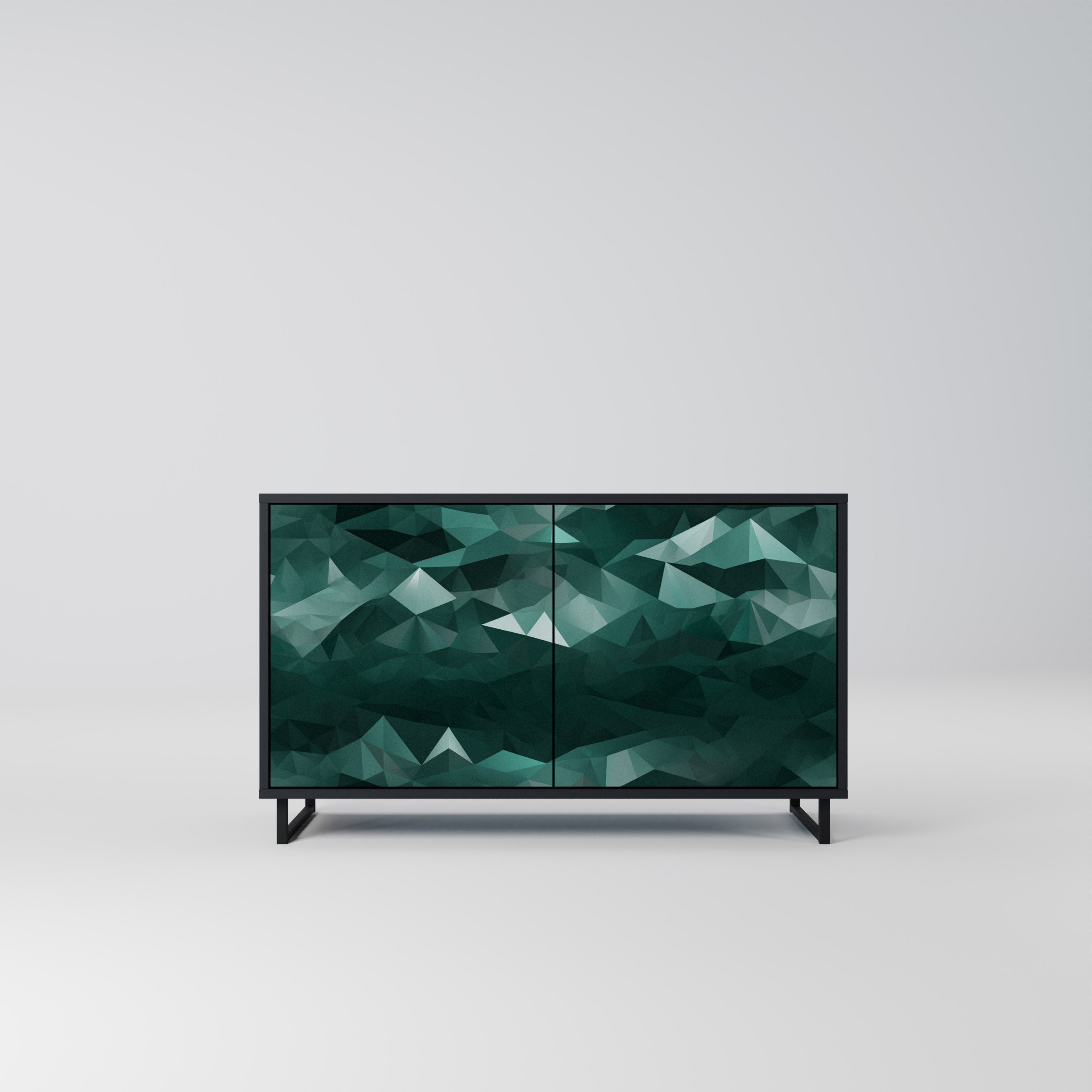 POLYGONAL FLOATING Sideboard mit 2 Türen in Schwarz